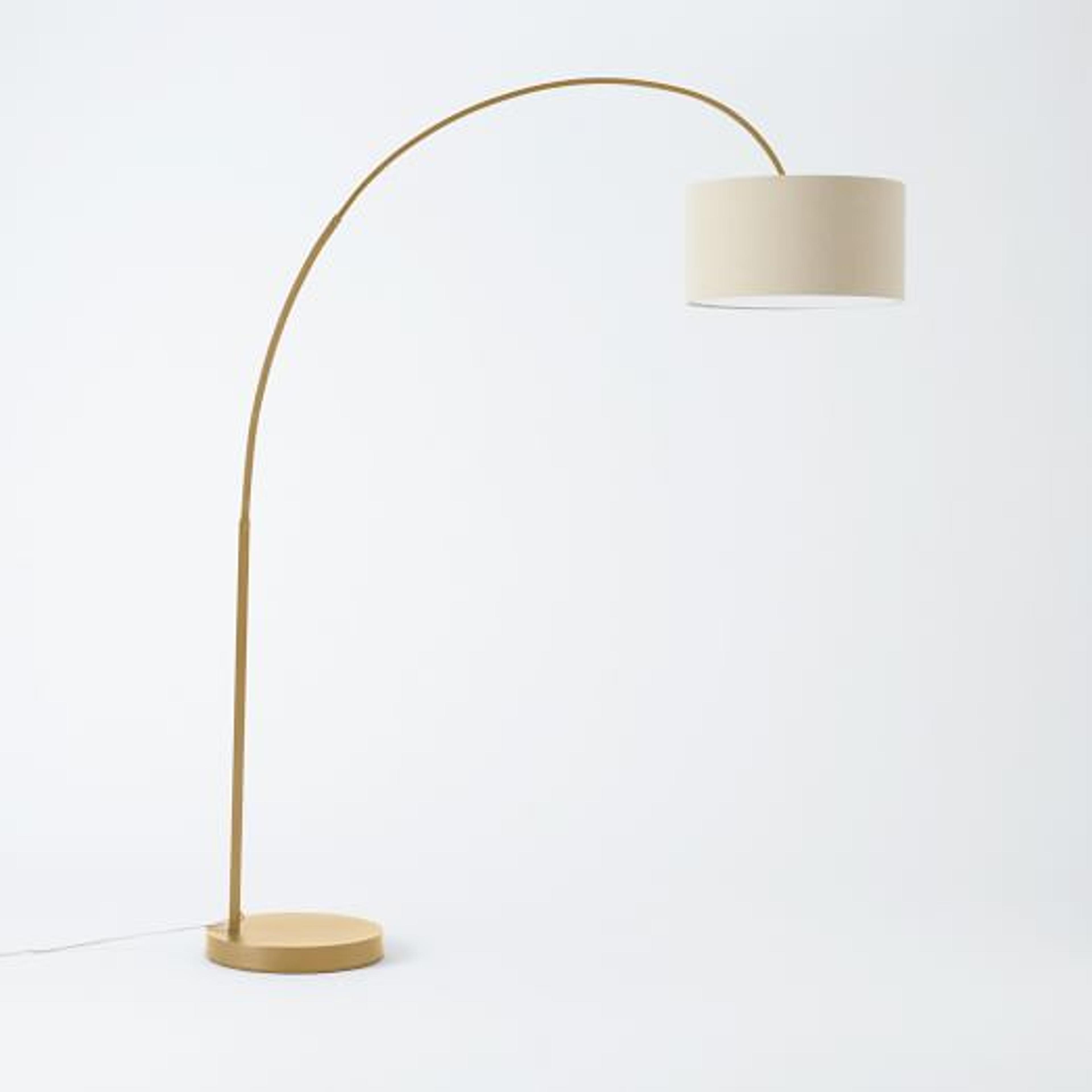 Overarching Floor Lamp Floor Lamp Antique Brass Natural Linen (77") | West Elm