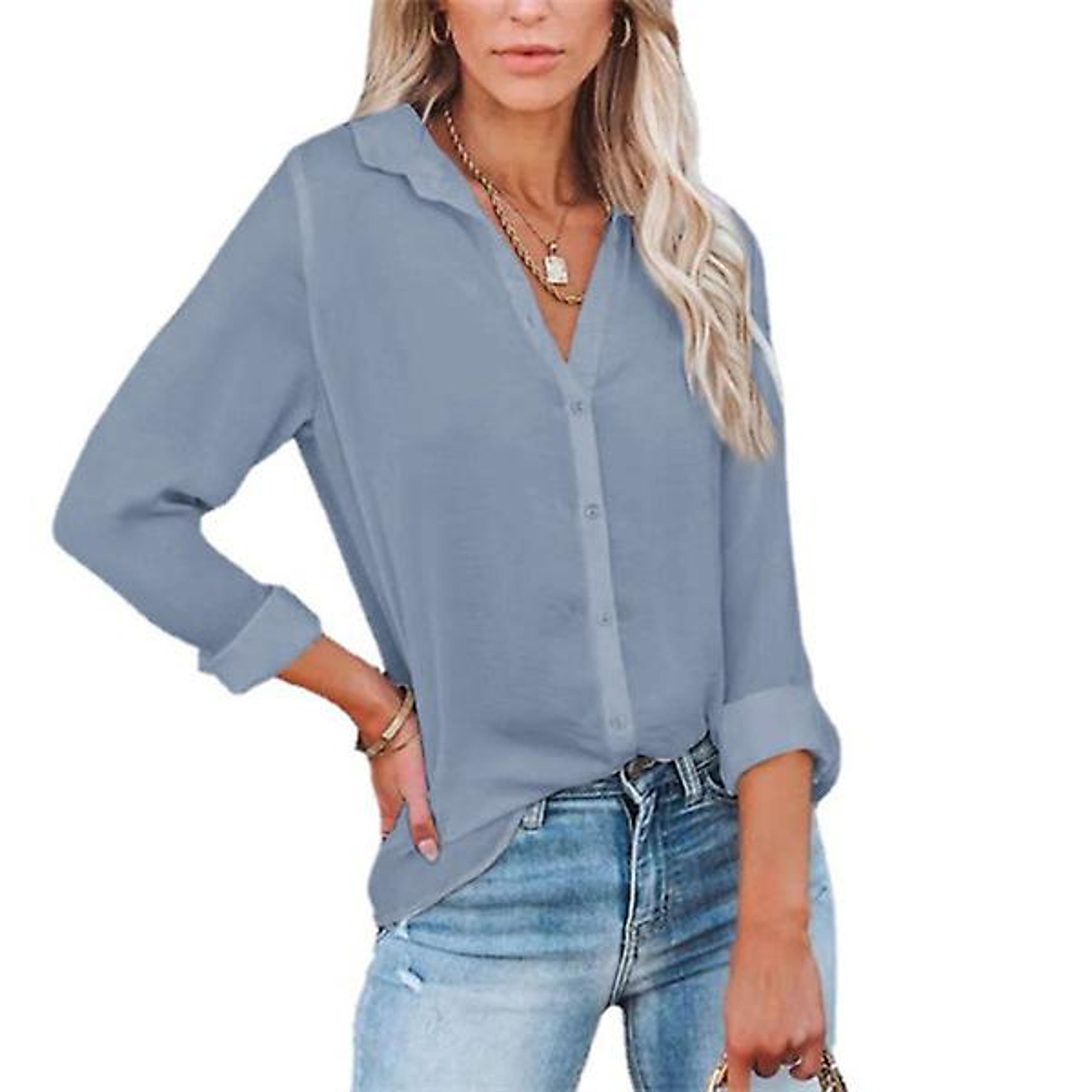 Spring And Summer New Luxury Women's Buttoned V-neck Professional Wear Office Business Long-sleeved Shirt | Fruugo US