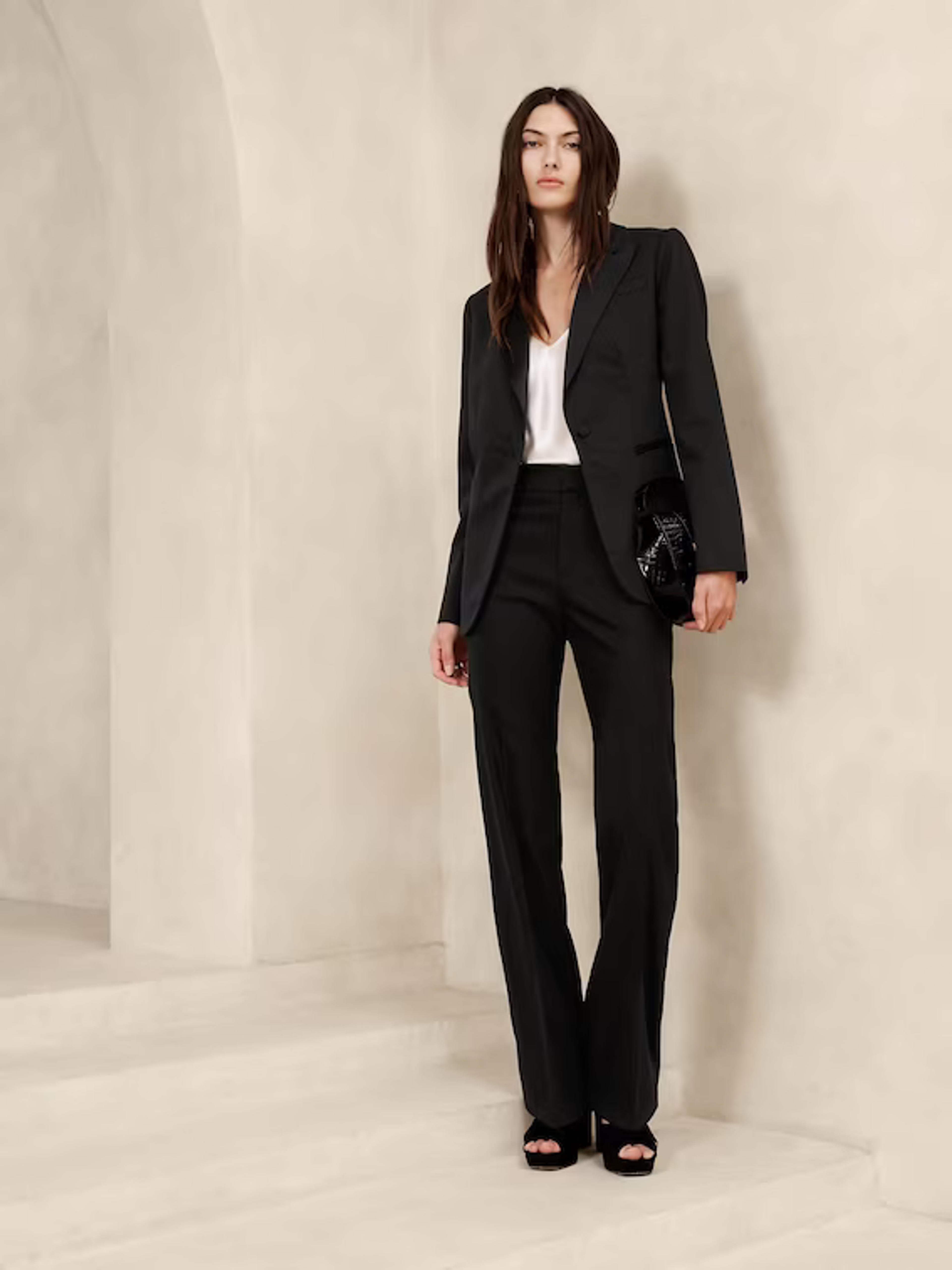 Barathea Italian Wool Tuxedo Pant | Banana Republic