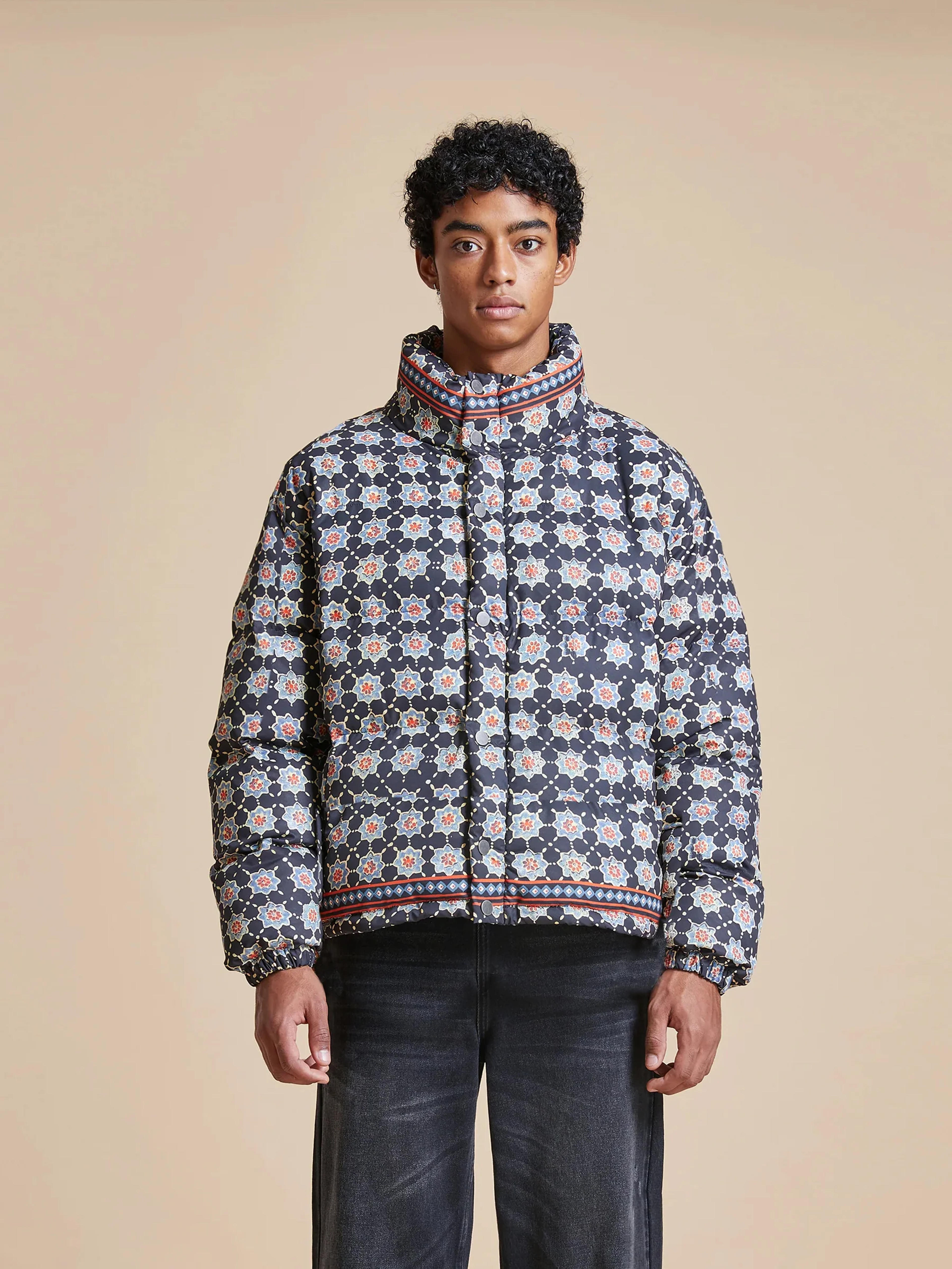 Ajrak Block Puffer Jacket