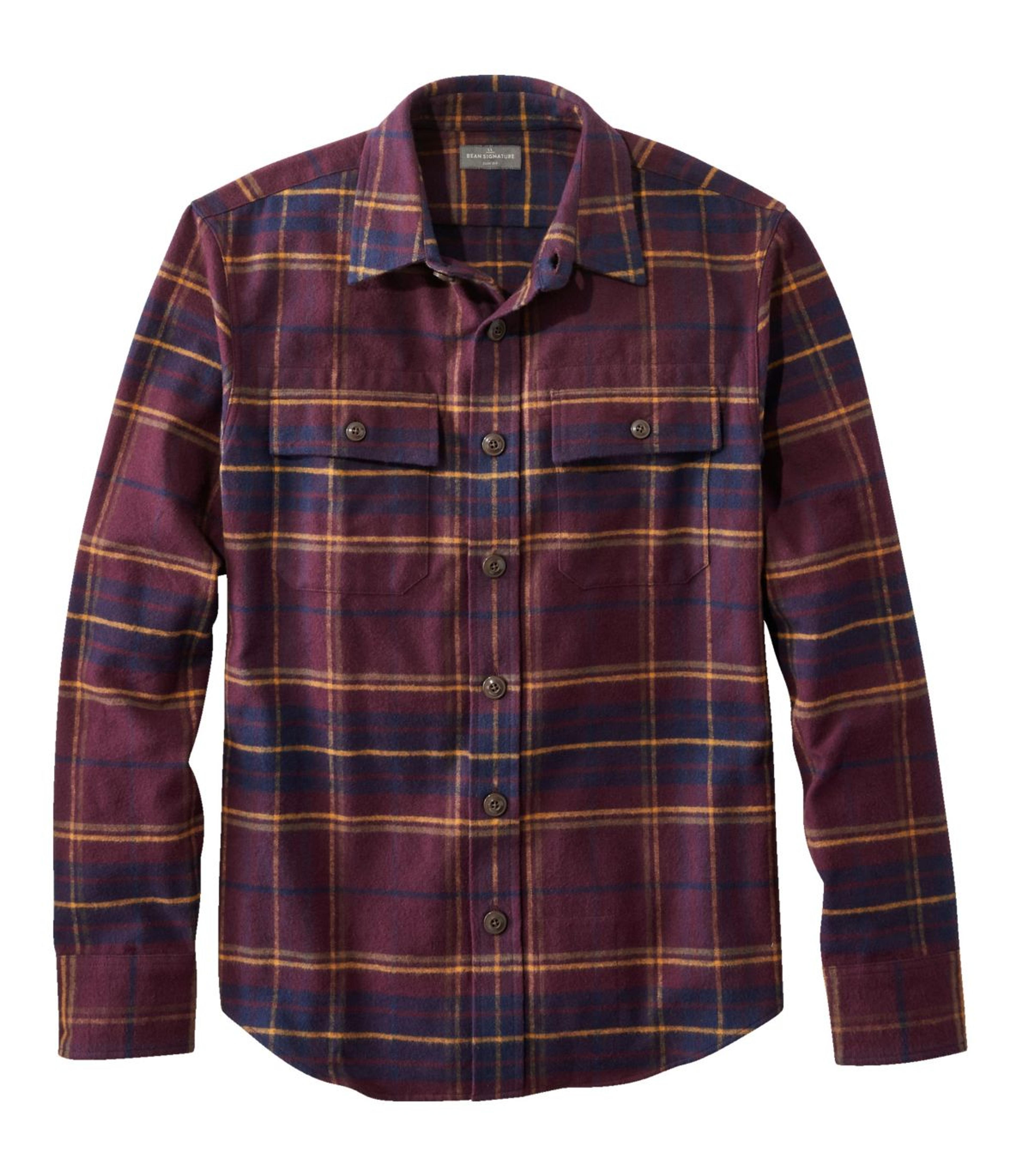 L. L. Bean Men's Signature 1933 Chamois Cloth Shirt, Slim Fit, Plaid - Deep Port