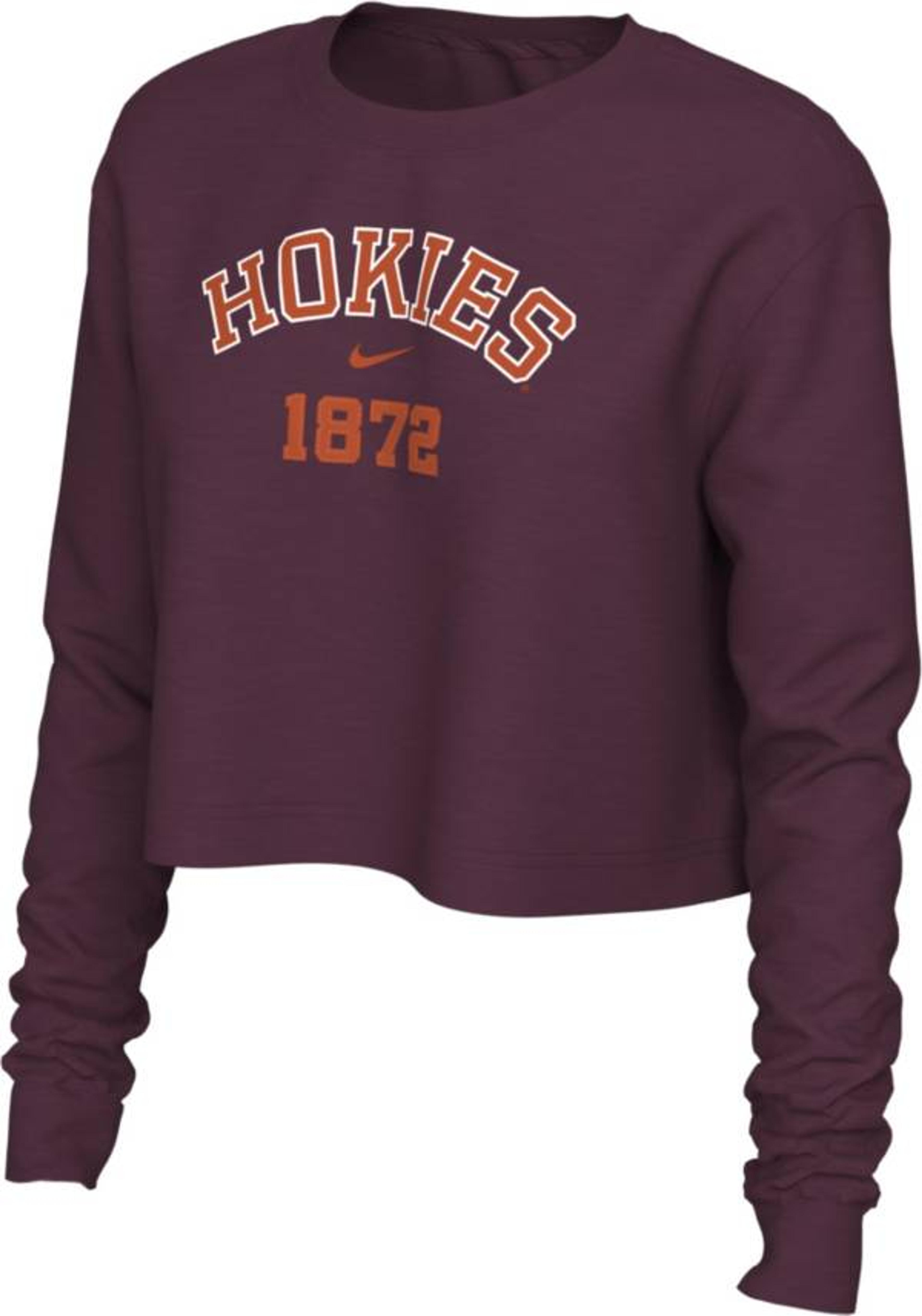 Nike Women's Virginia Tech Hokies Maroon Cotton Cropped Long Sleeve T-Shirt | Dick's Sporting Goods