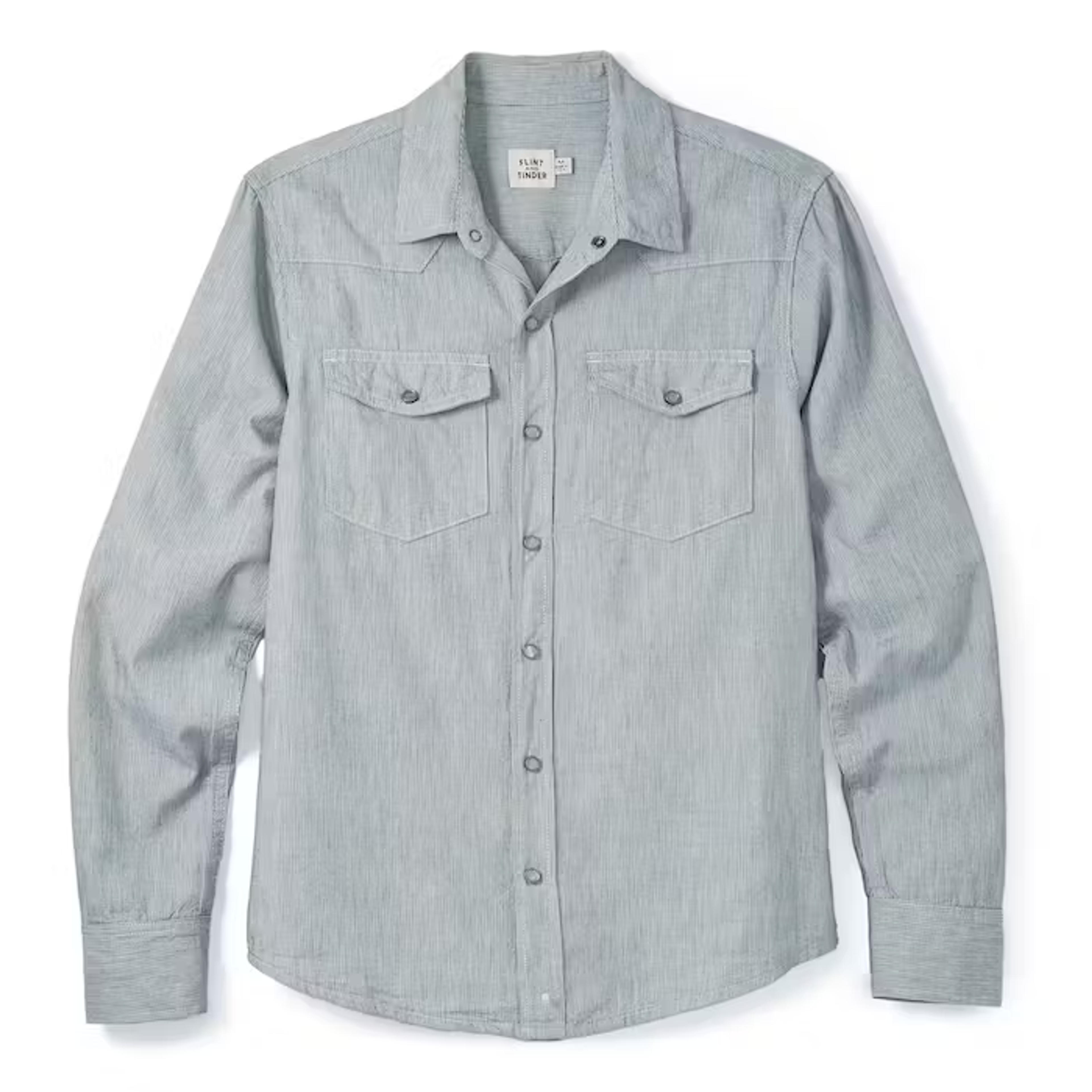 Flint and Tinder Japanese Bone Button Western Shirt - Hickory Stripe | Long Sleeve Shirts | Huckberry