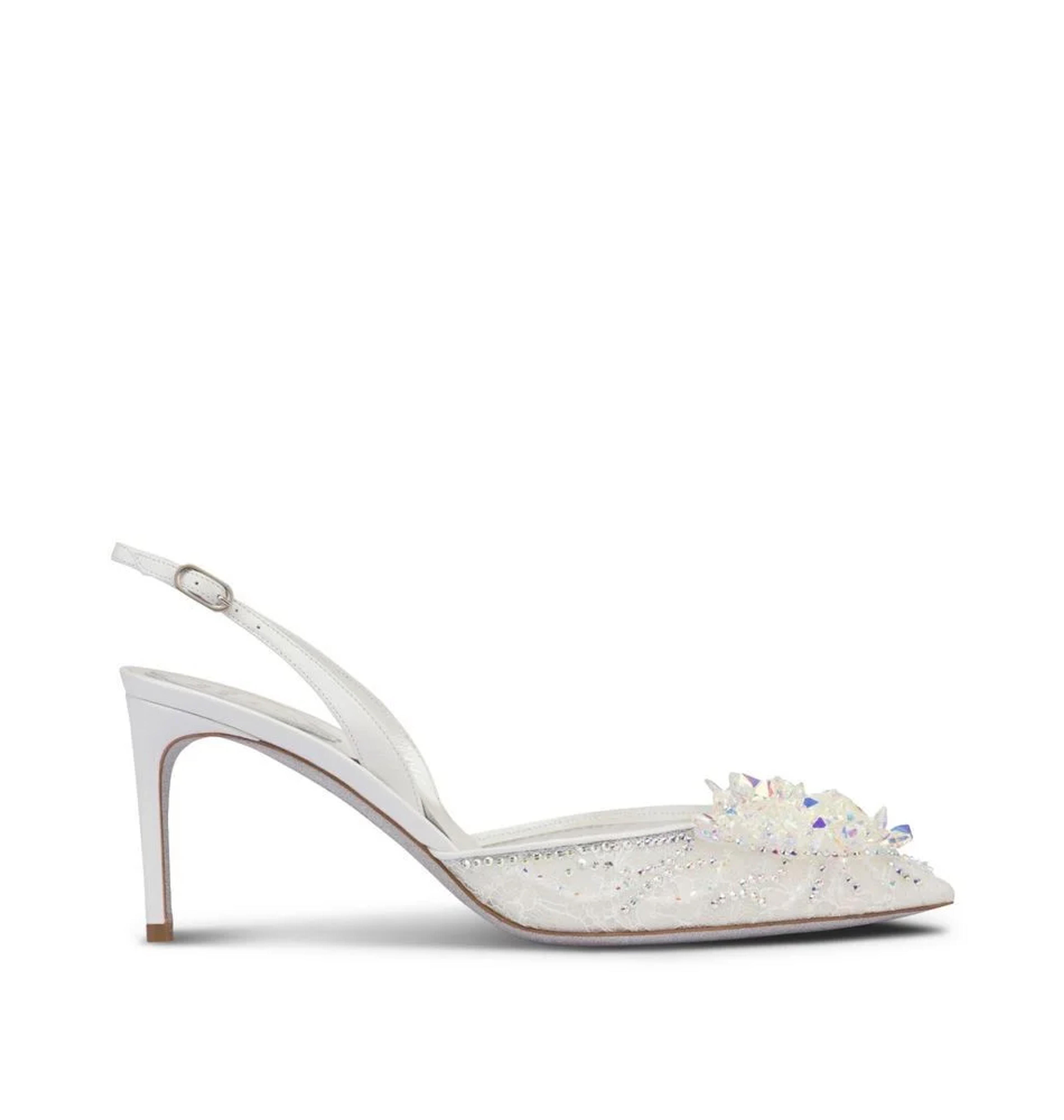 White slingbacks in lace FROZEN | Caovilla store