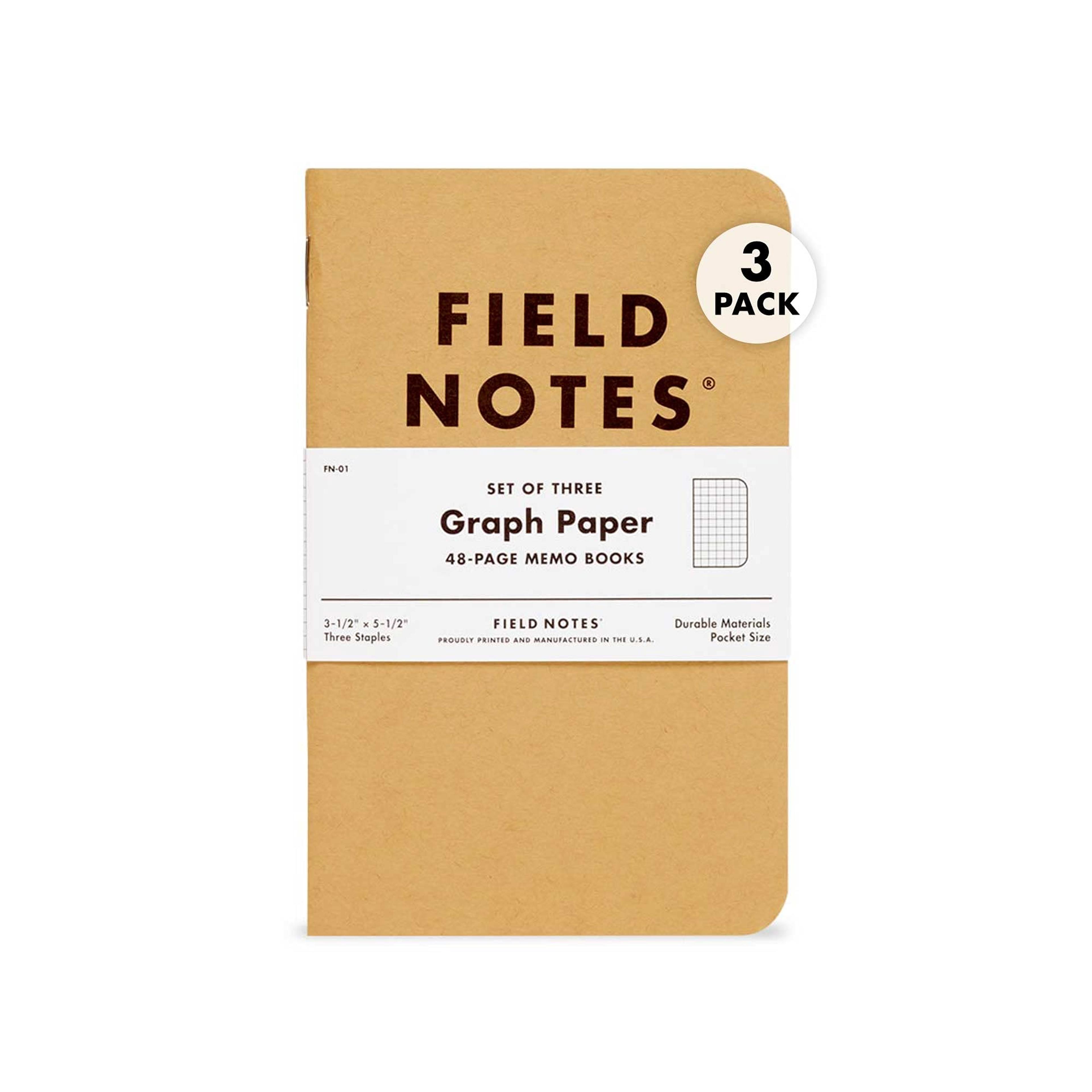 Amazon.com : Field Notes: Original Kraft 3-Pack - Graph Paper - 48 Pages - 3.5" x 5.5" : Wirebound Notebooks : Office Products