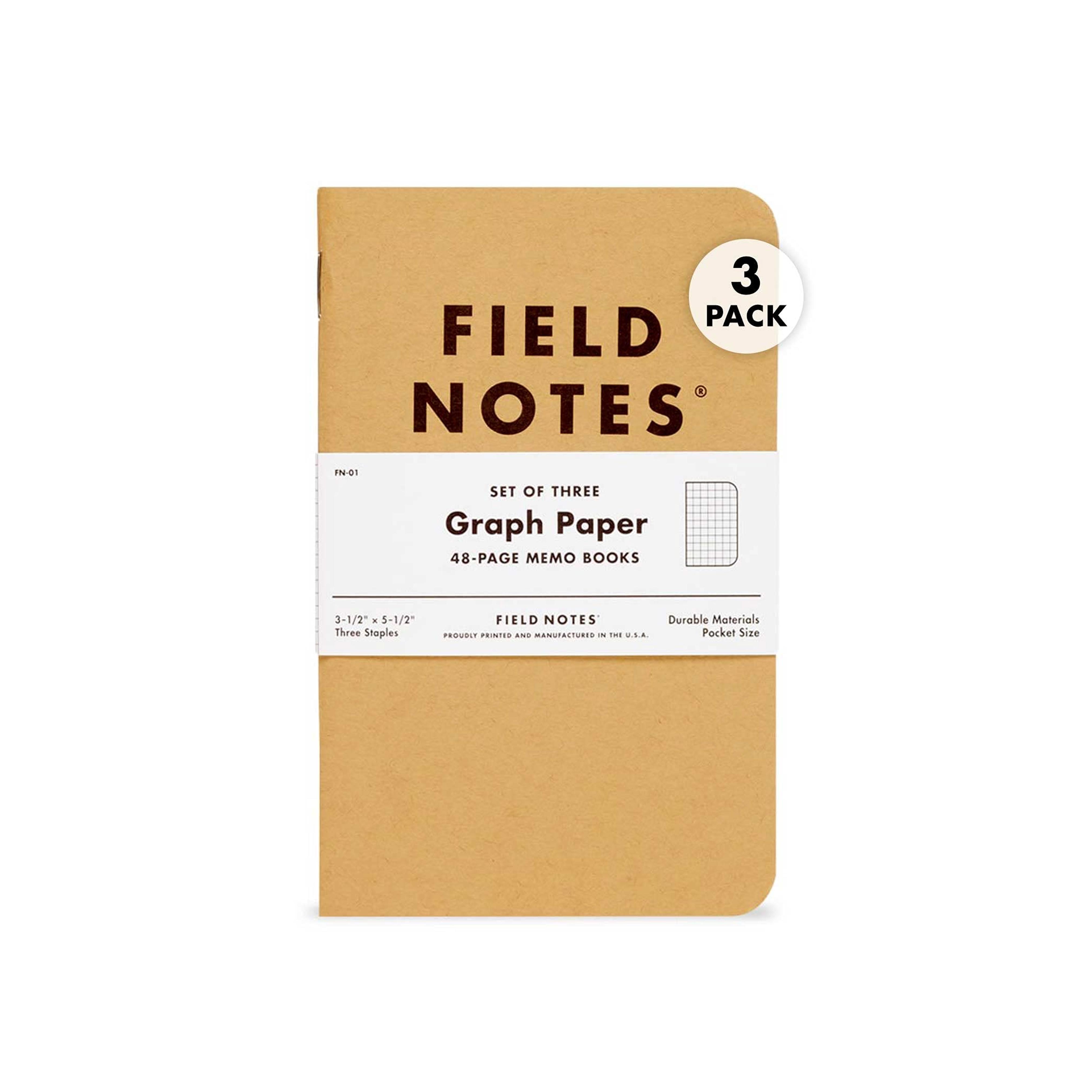 Amazon.com : Field Notes: Original Kraft 3-Pack - Graph Paper - 48 Pages - 3.5" x 5.5" : Wirebound Notebooks : Office Products