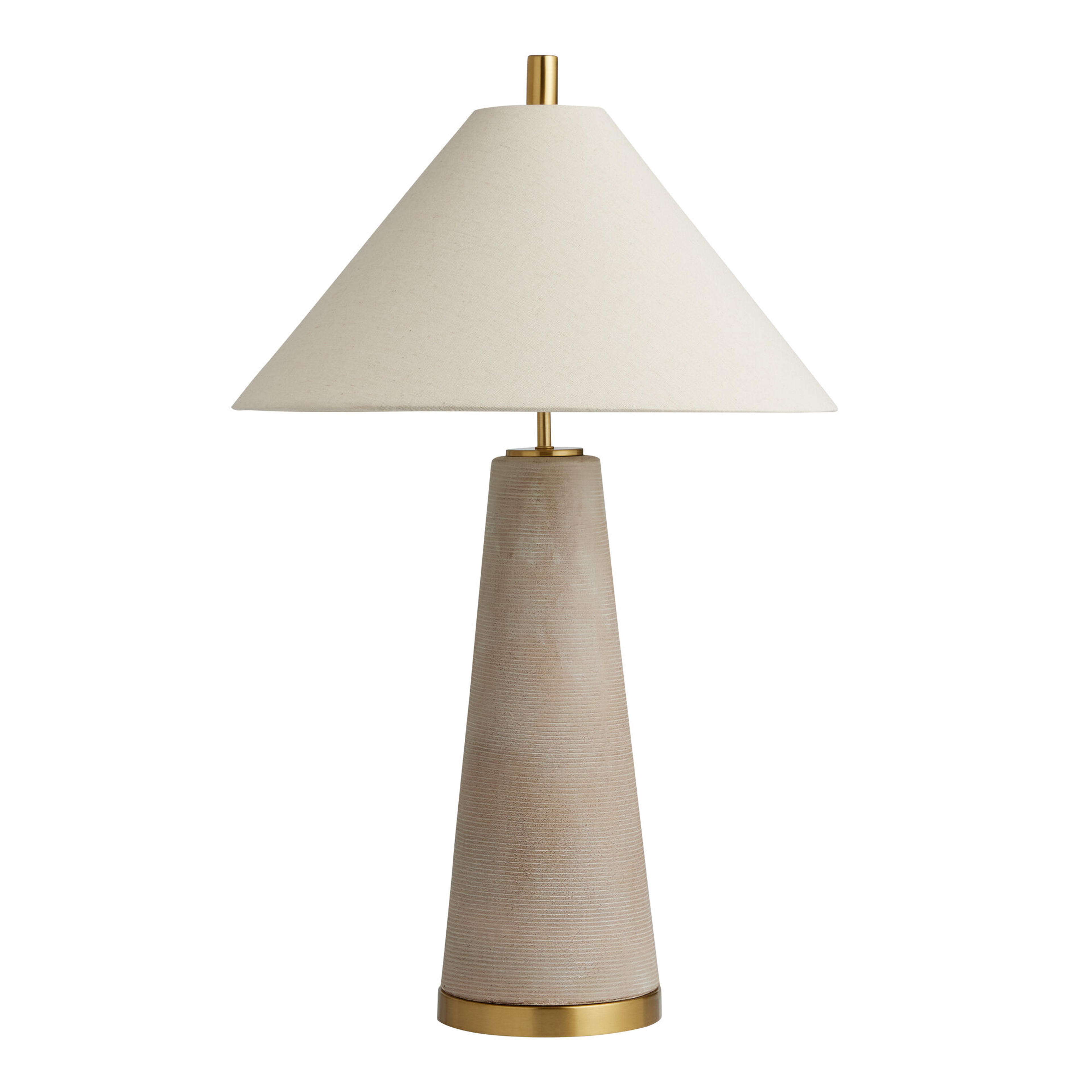 Petra Oversized Gray Ceramic Empire Shade Table Lamp - World Market