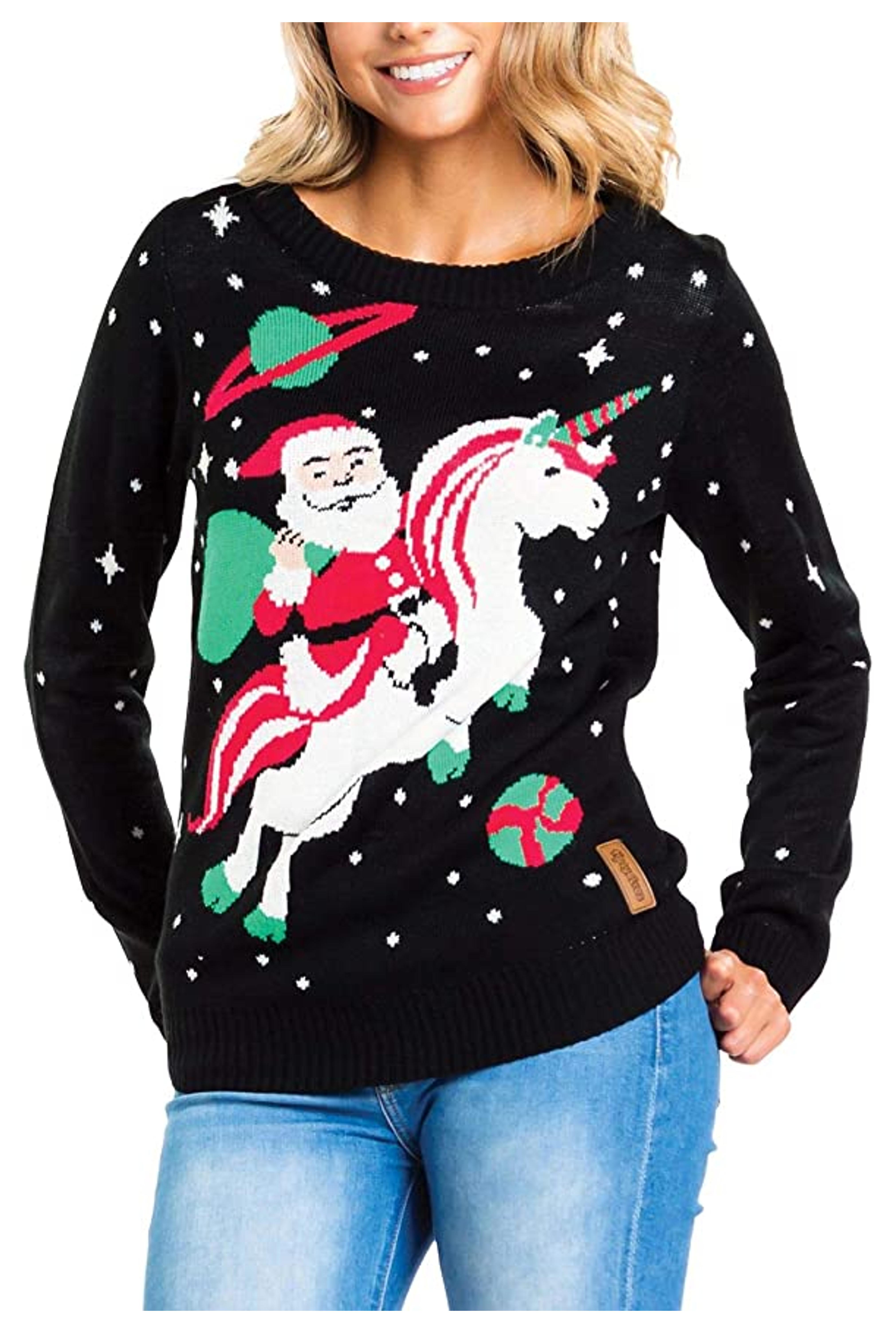 Amazon.com: Tipsy Elves Cute Animal and Santa Claus Ugly Christmas Sweater for Women Funny Adorable Sweaters for Holiday Parties : Clothing, Shoes & Jewelry