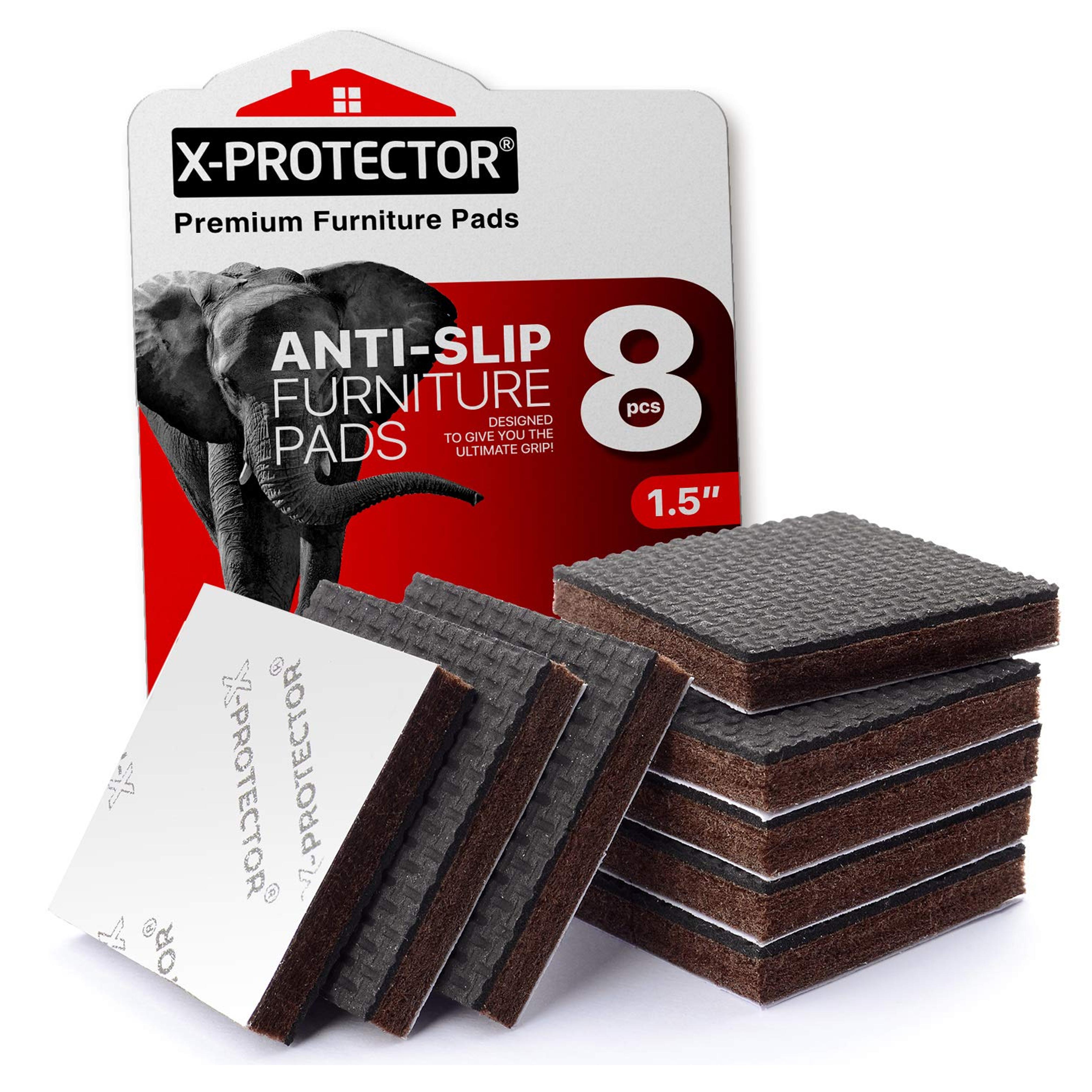 Non Slip Furniture Pads 8 pcs 1 1/2" X-Protector - Premium Furniture Grippers! Self-Adhesive Rubber Feet Furniture Feet - Ideal Non Skid Furniture Pad Floor Protectors - Keep Furniture in Place!