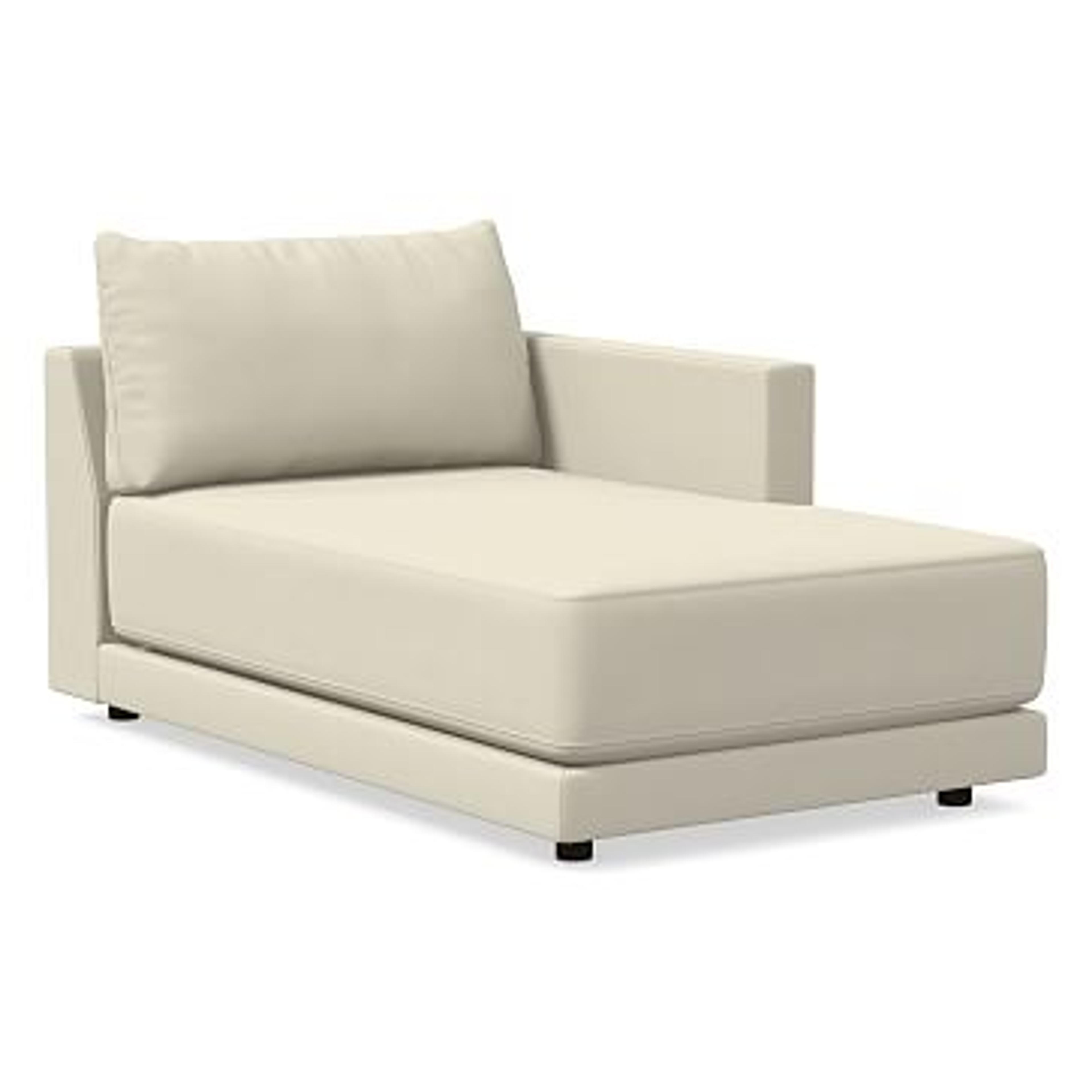 Melbourne RA Chaise, Standard Depth, Sierra Leather, Snow, Concealed Support | West Elm