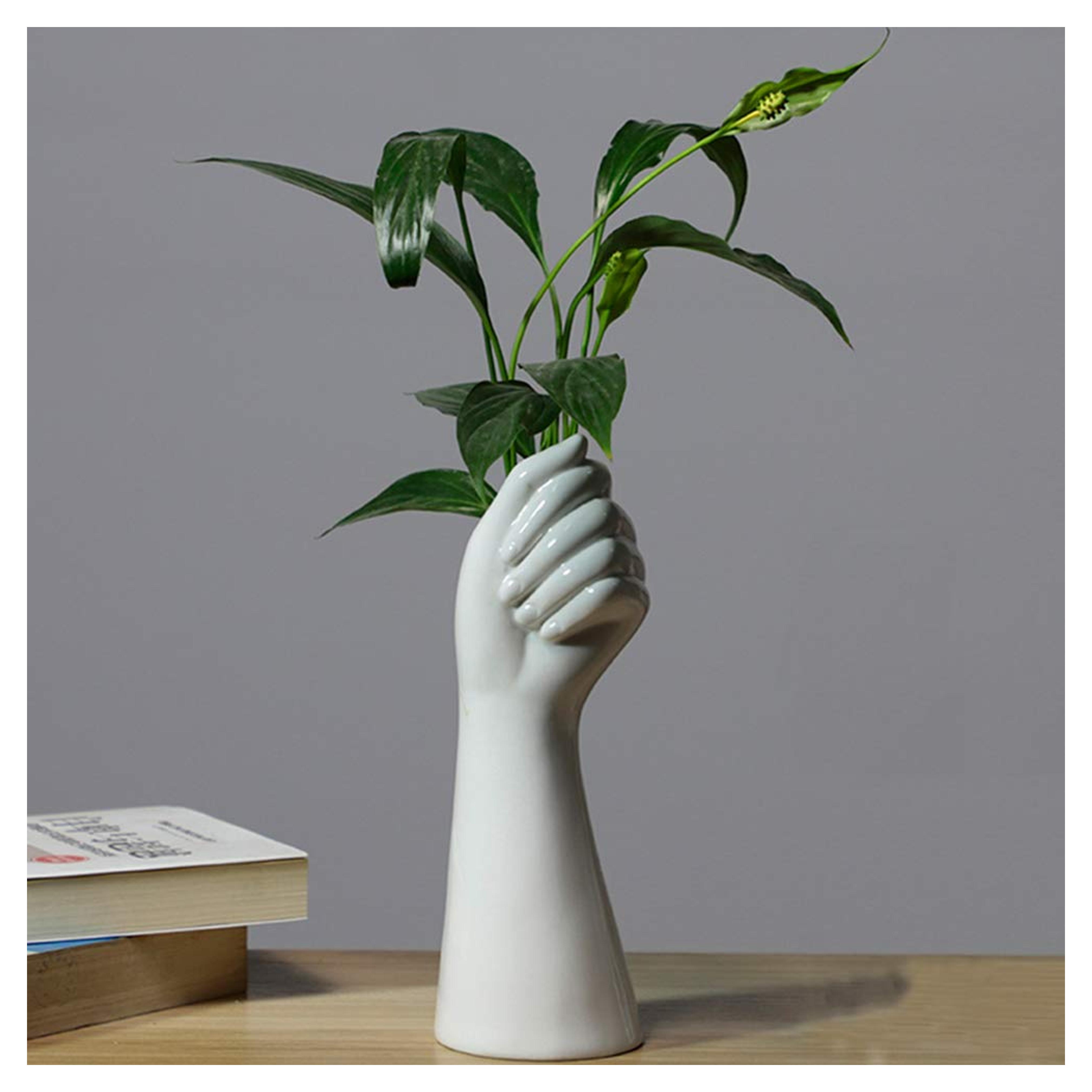 White Ceramic Vases Hand Bud Flower Vase for Decor Hhydroponic Floral Arrangement Table Decorative NBHUZEHUA