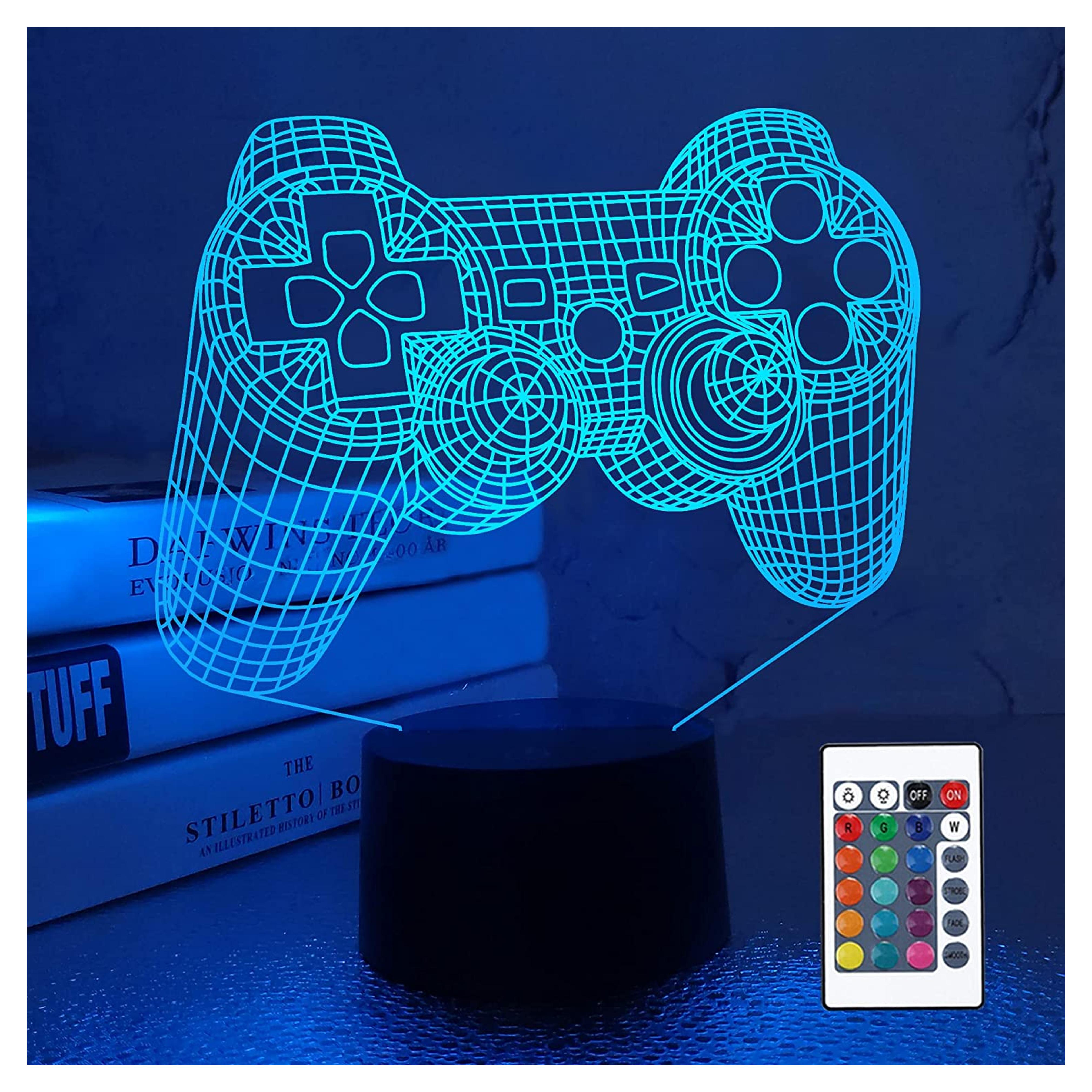 Lampeez 3D Gamepad Lamp Game Console Night Light 3D Illusion lamp for Kids, 16 Colors Changing with Remote, Gaming Room Gamer Gift, Kids Bedroom Decor as Xmas Holiday Birthday Gifts for Boys Girls