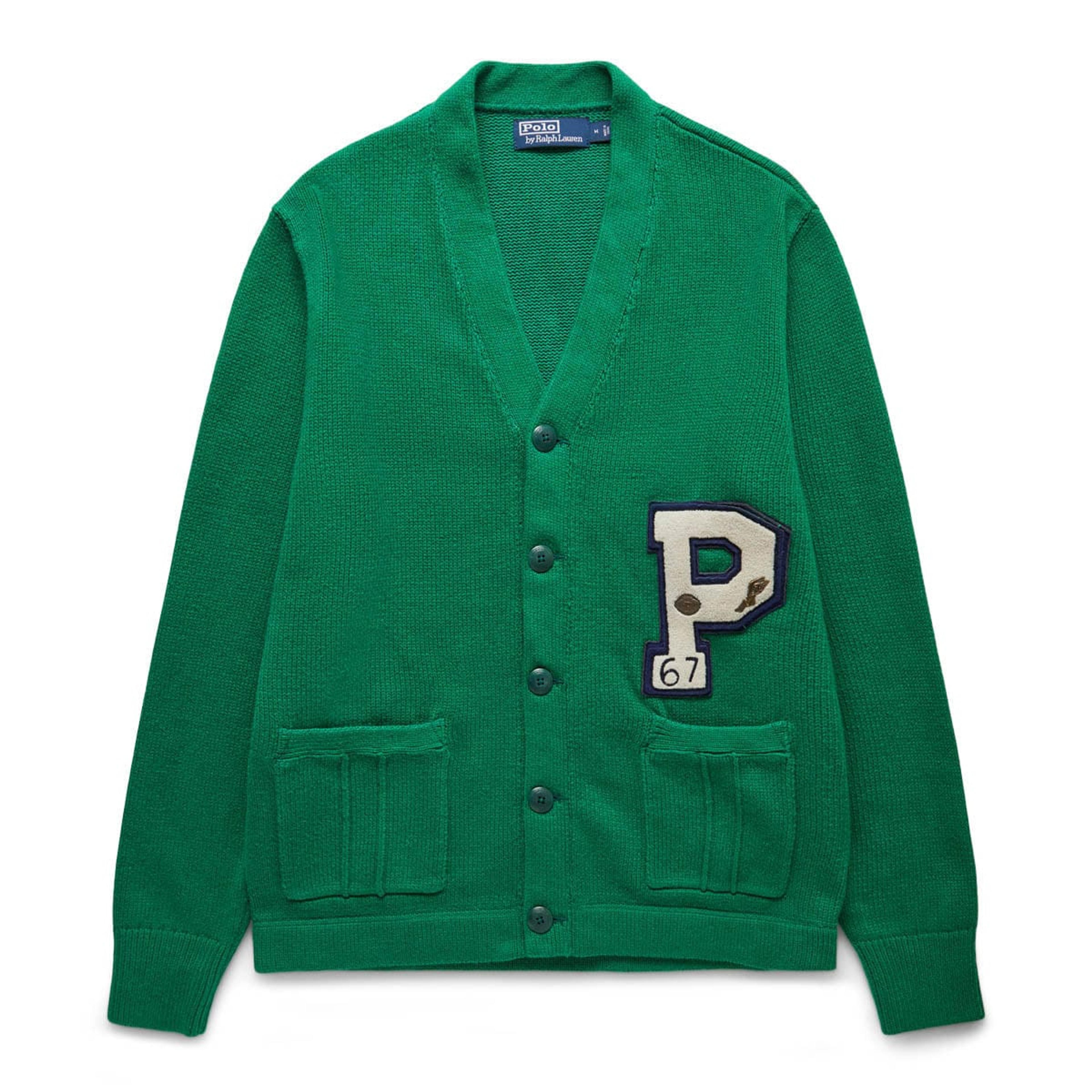 ORIGINAL LABEL LETTERMAN "P" CARDIGAN NEW FOREST MULTI | Bodega