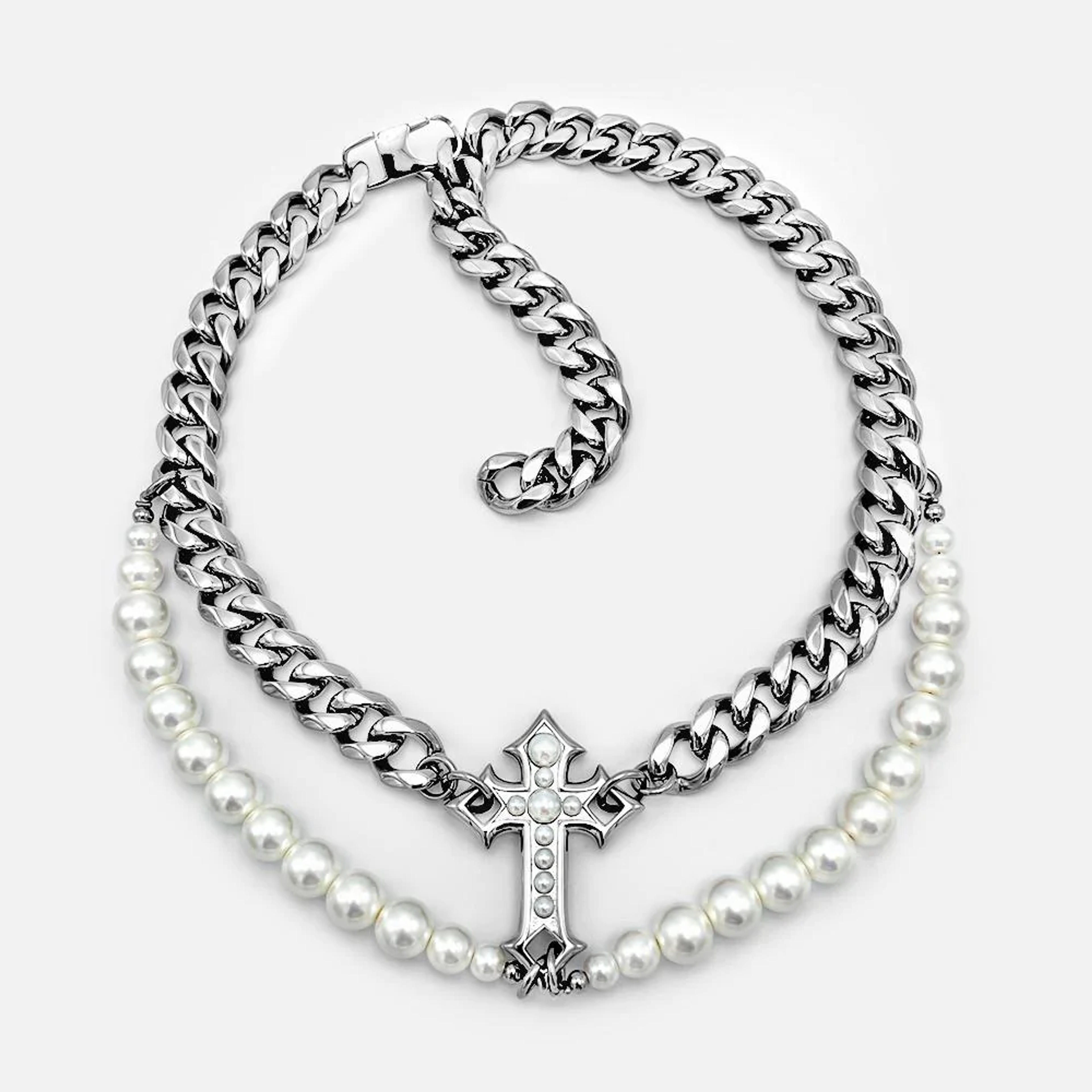 Statement Cross Pearl Chain | RARE-ROMANCE™