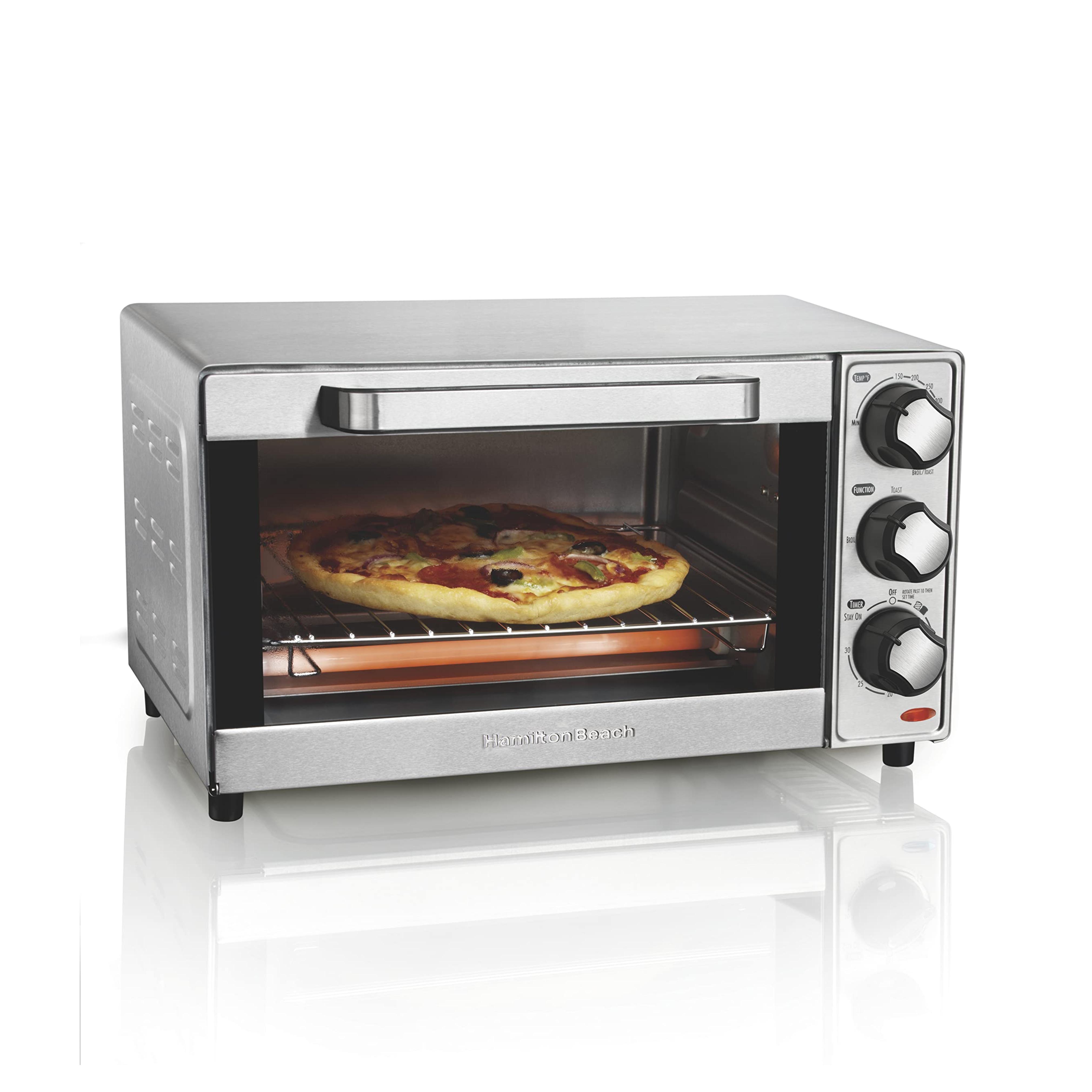 Amazon.com: Hamilton Beach Countertop Toaster Oven & Pizza Maker Large 4-Slice Capacity, Stainless Steel (31401): Home & Kitchen