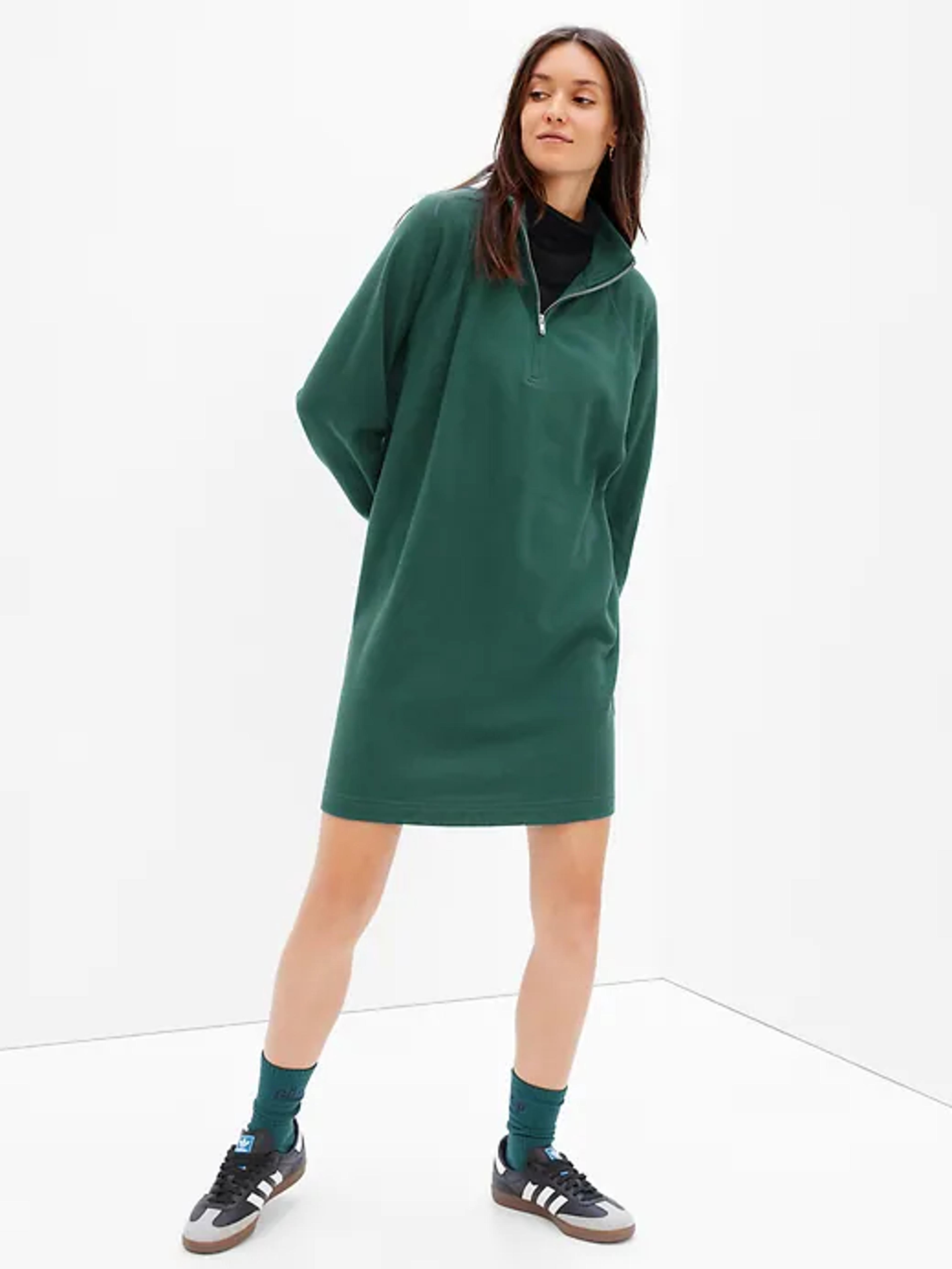 Quarter-Zip Sweatshirt Dress | Gap Factory