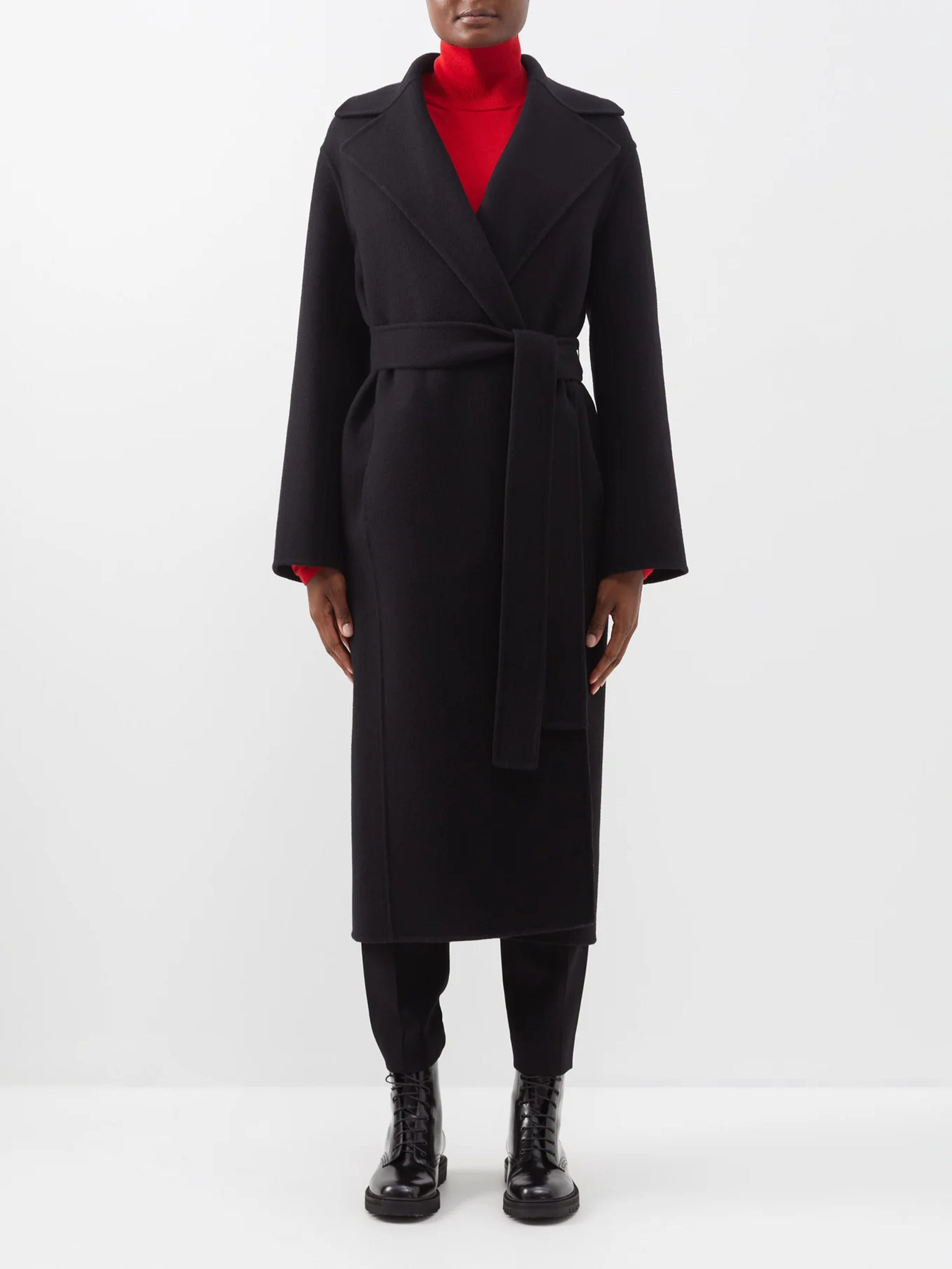 Black Malika belted wool-blend coat | The Row | MATCHESFASHION US