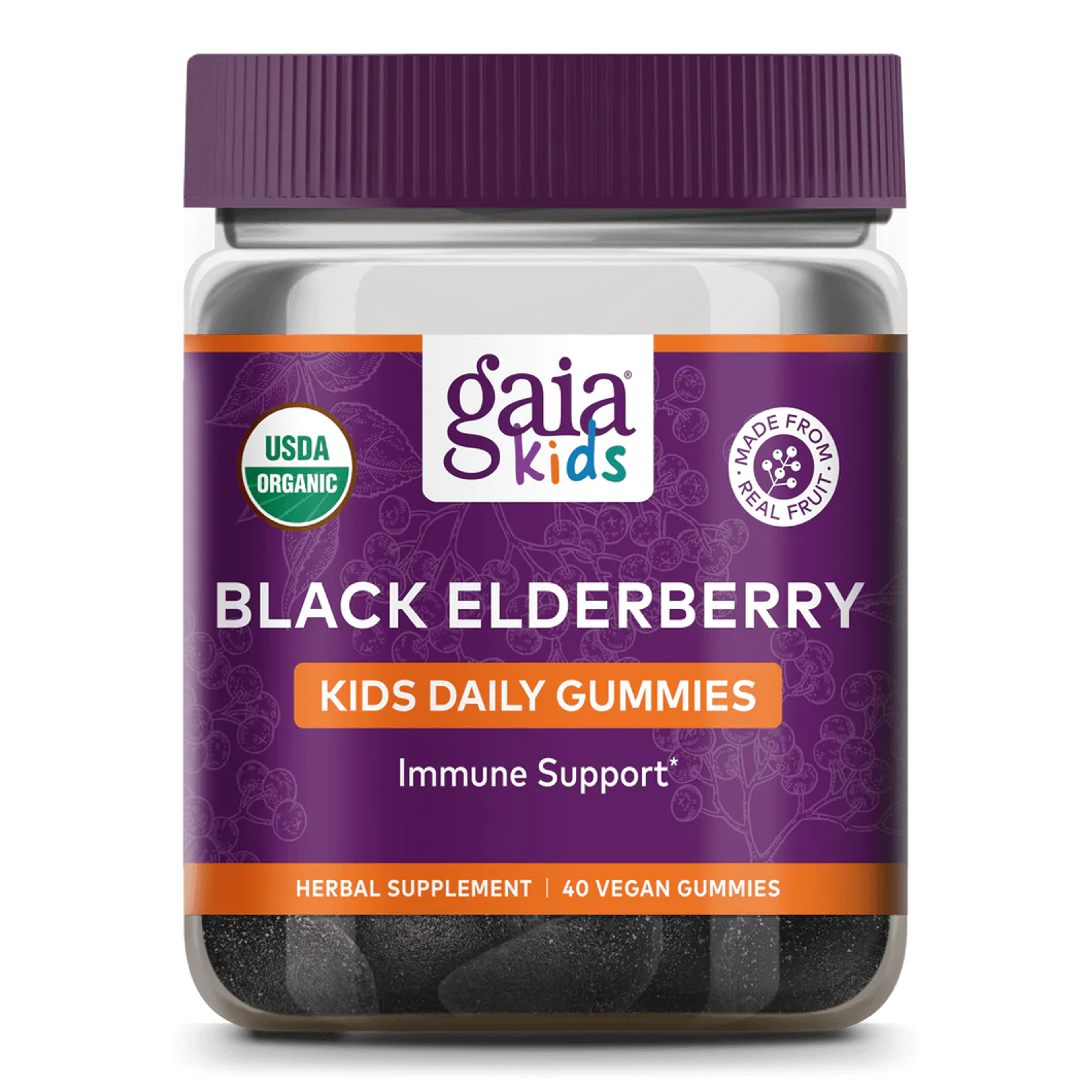 GaiaKids® Black Elderberry Kids Daily Gummies for Immune Support || 40 ct