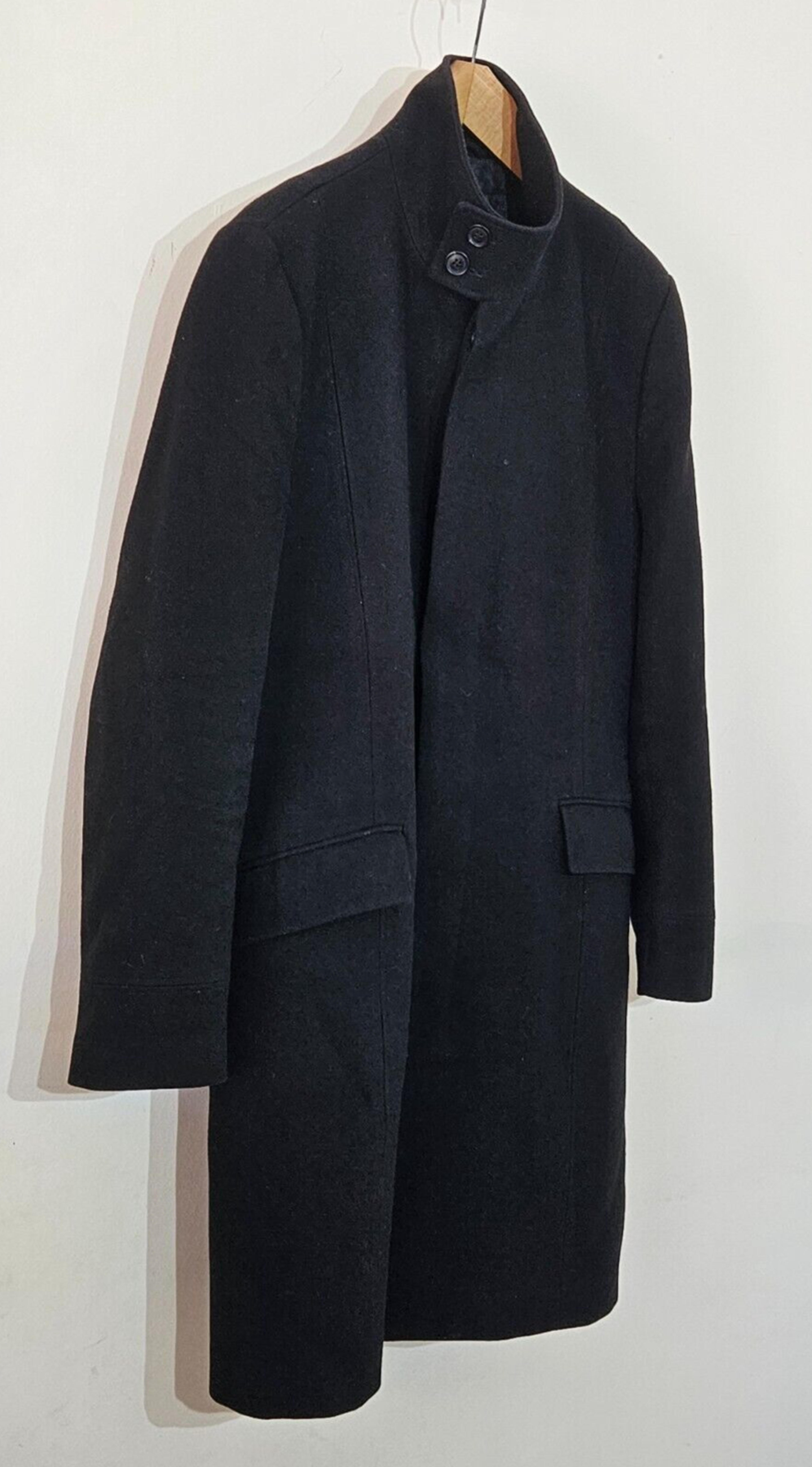 JOHN LEWIS COLLECTION MENS WOOL BLEND BLACK OVERCOAT GREAT COAT SIZE MEDIUM | eBay