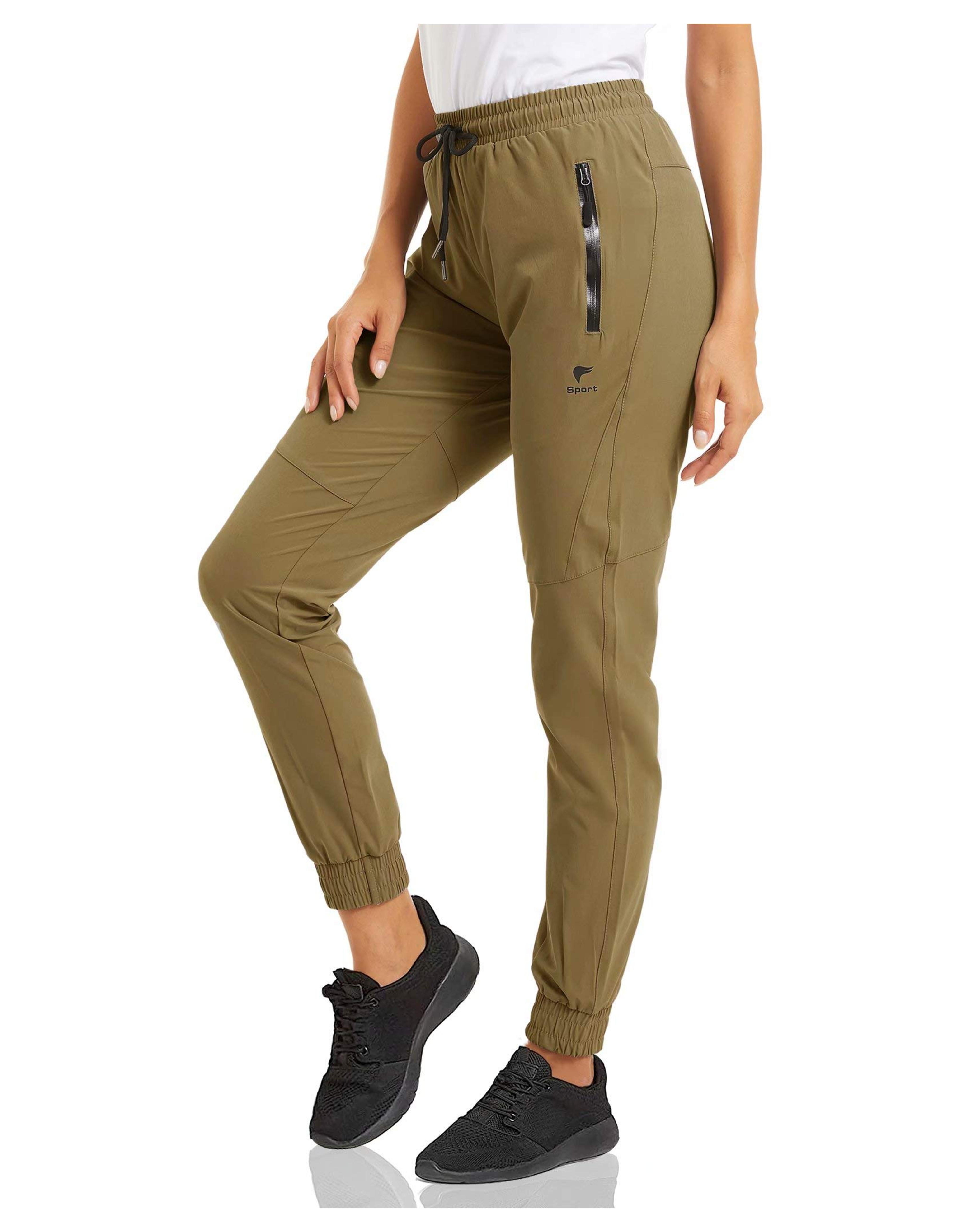 MAGCOMSEN Women Workout Pants High Waist Khaki Pants for Women Quick Drying Hiking Pants Stretch Camping Pants Elastic Waist Yoga Pants