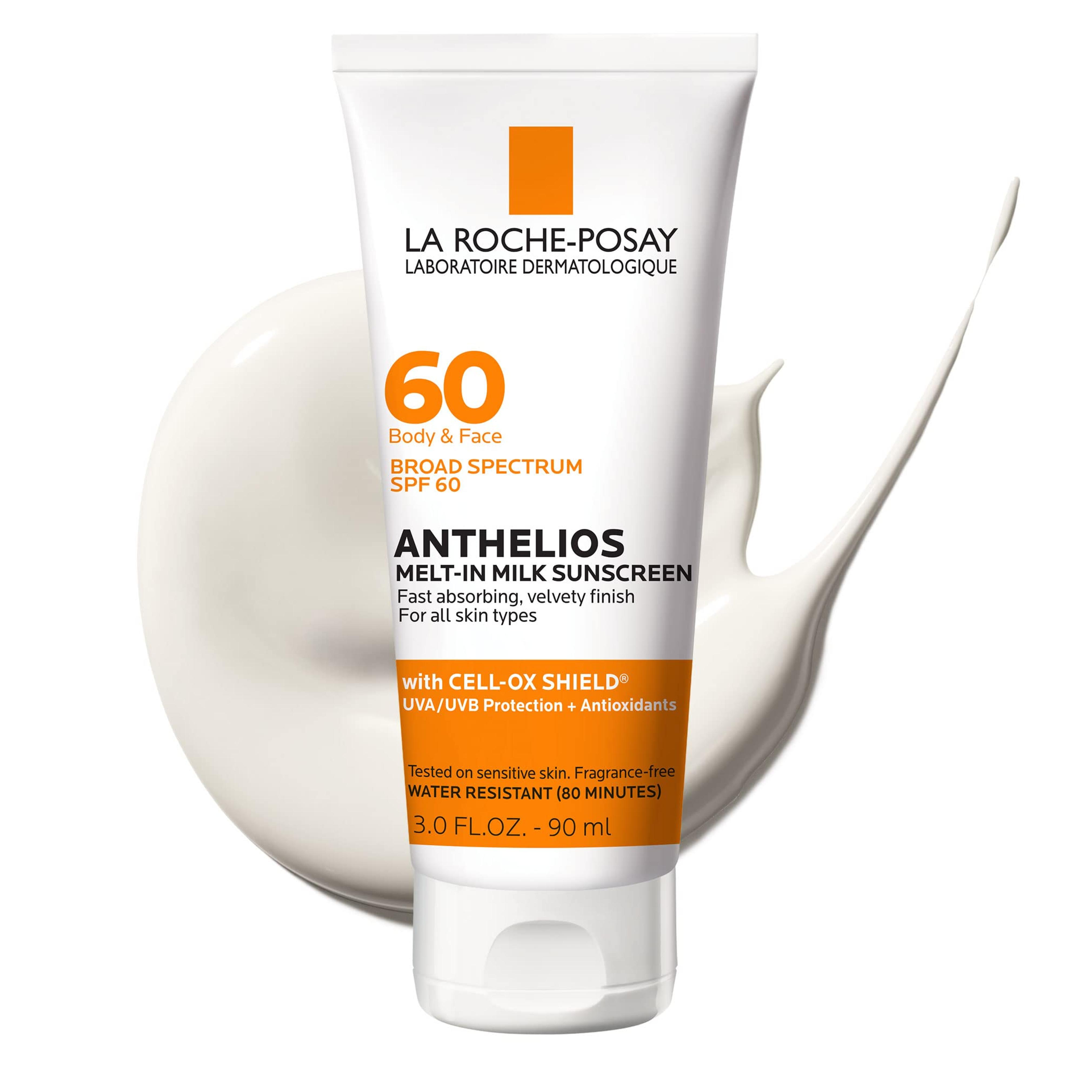 Amazon.com: La Roche-Posay Anthelios Melt-In Milk Sunscreen SPF 60 | Sunscreen For Body & Face | Broad Spectrum SPF + Antioxidants | Oil Free Sunscreen Lotion | Lightweight & Fast Absorbing | Oxybenzone Free : Beauty & Personal Care