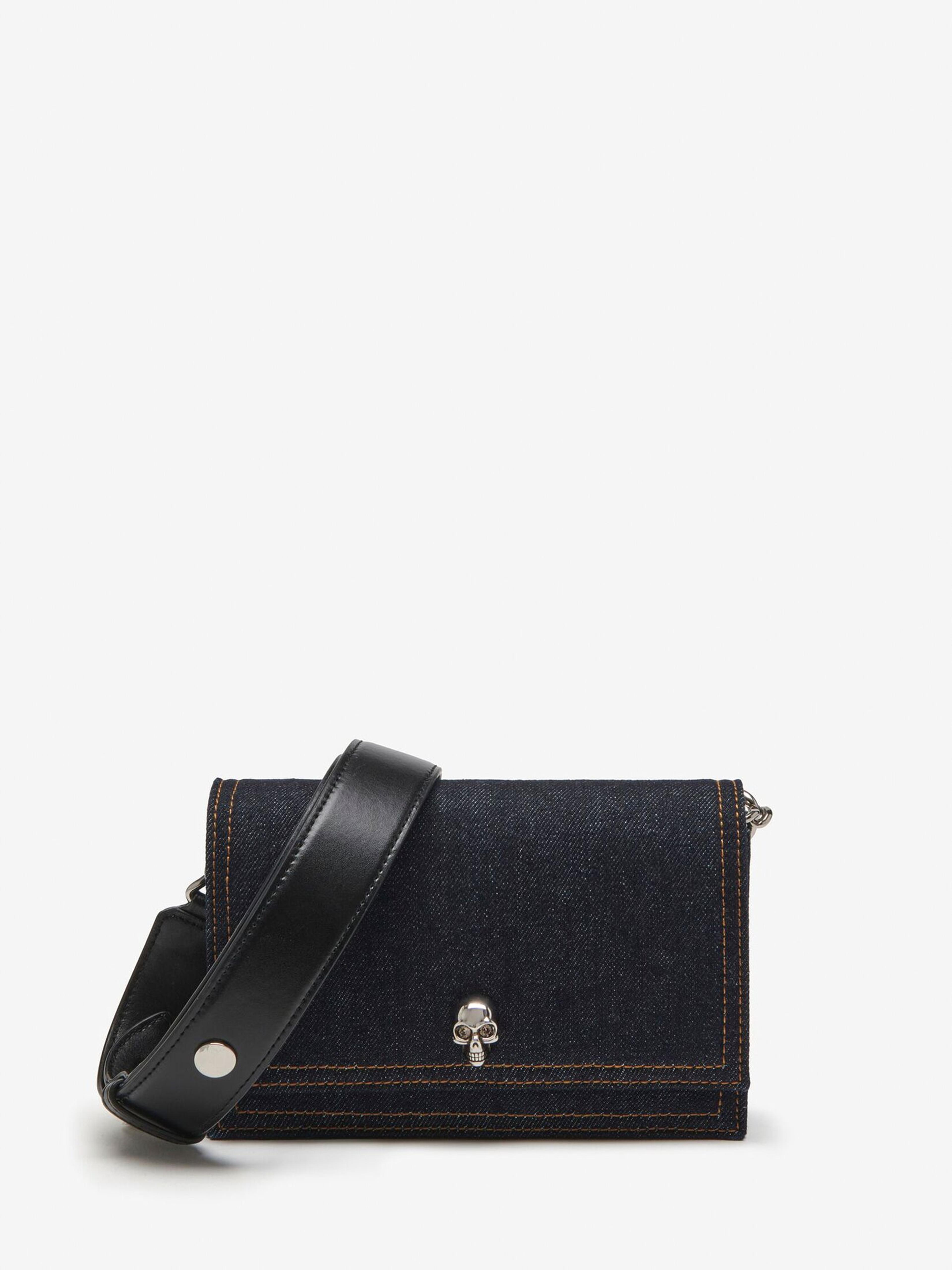 The Biker Small Skull Bag in Denim | Alexander McQueen US