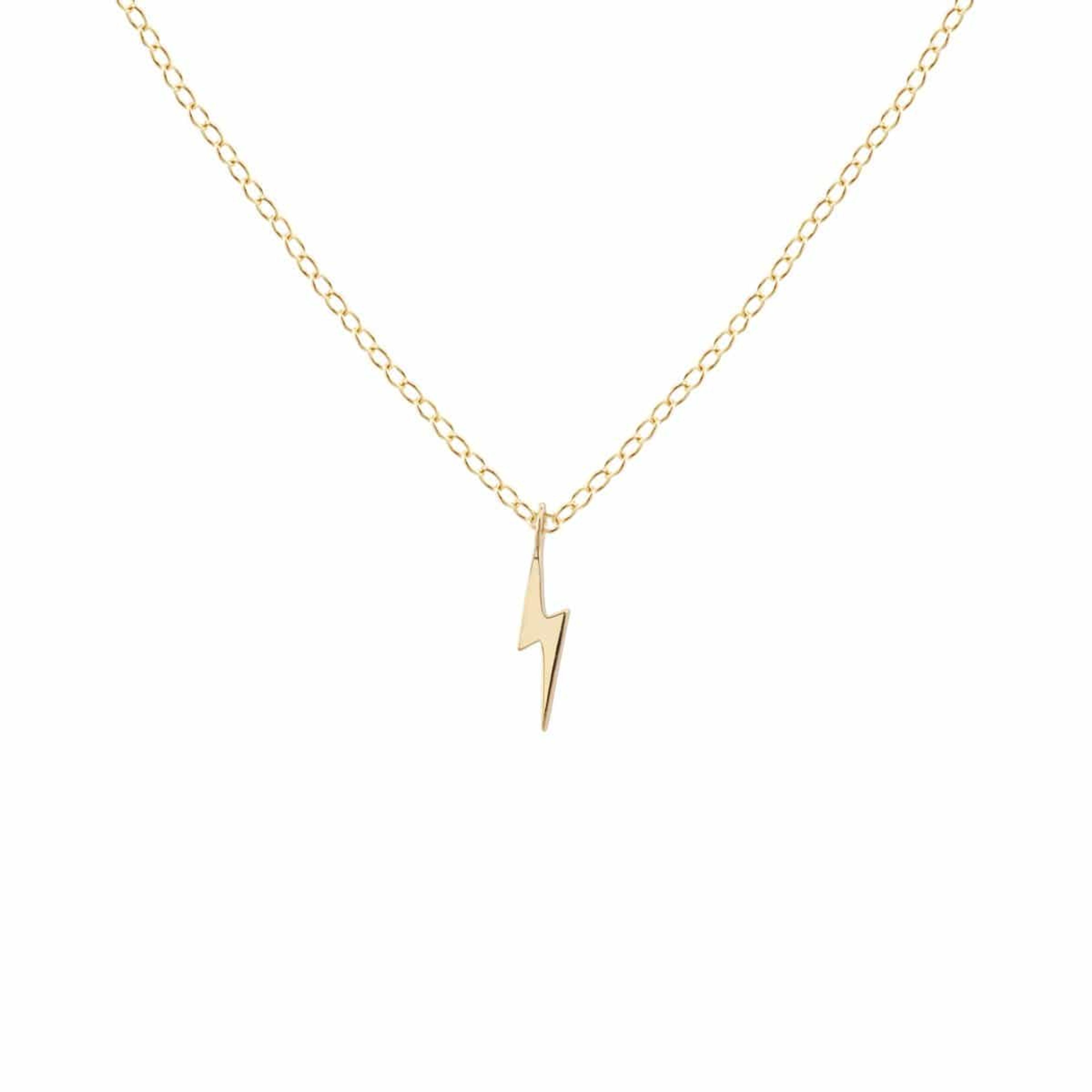 Solid Lightning Bolt Charm Necklace - 18K Gold Vermeil