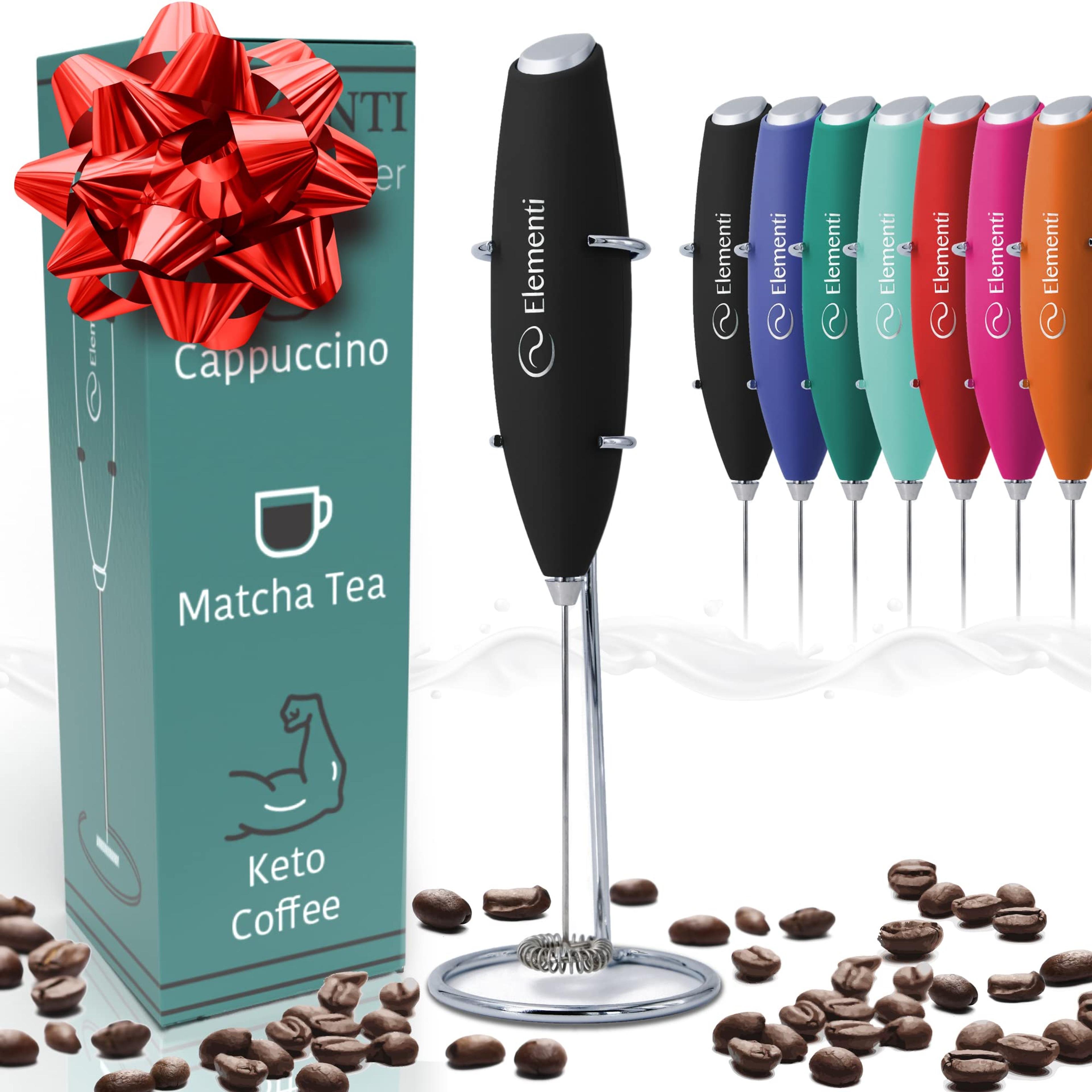 Elementi Electric Milk Frother Handheld, Matcha Whisk, Hot Chocolate Whisk, Milk frother for Coffee Frother Electric Handheld Drink Mixer, Electric Mini Whisk Small Hand Mixer, Frappe Maker (Black) : Amazon.co.uk: Home & Kitchen