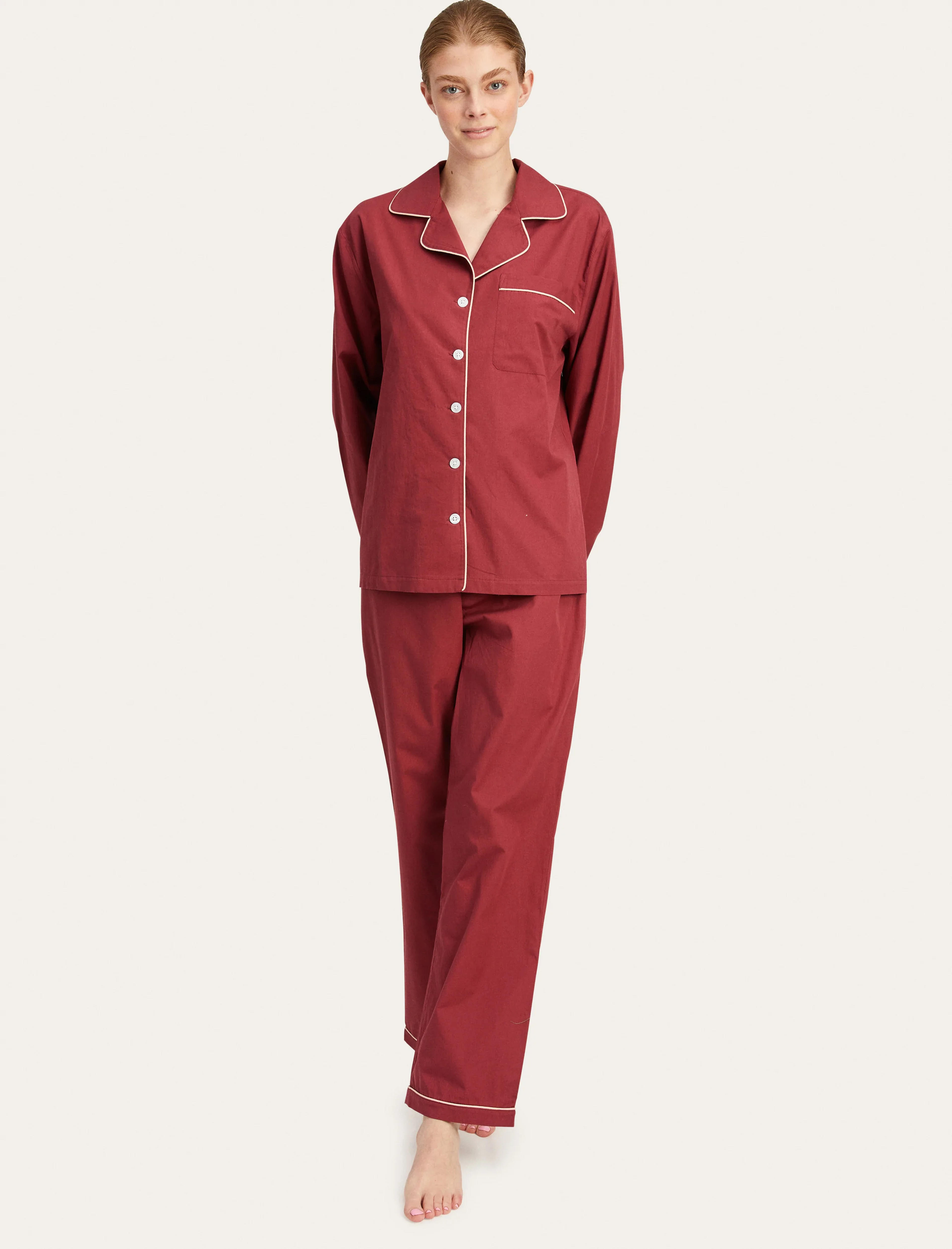 Tommy PJ Set in Maroon - S / MAROON