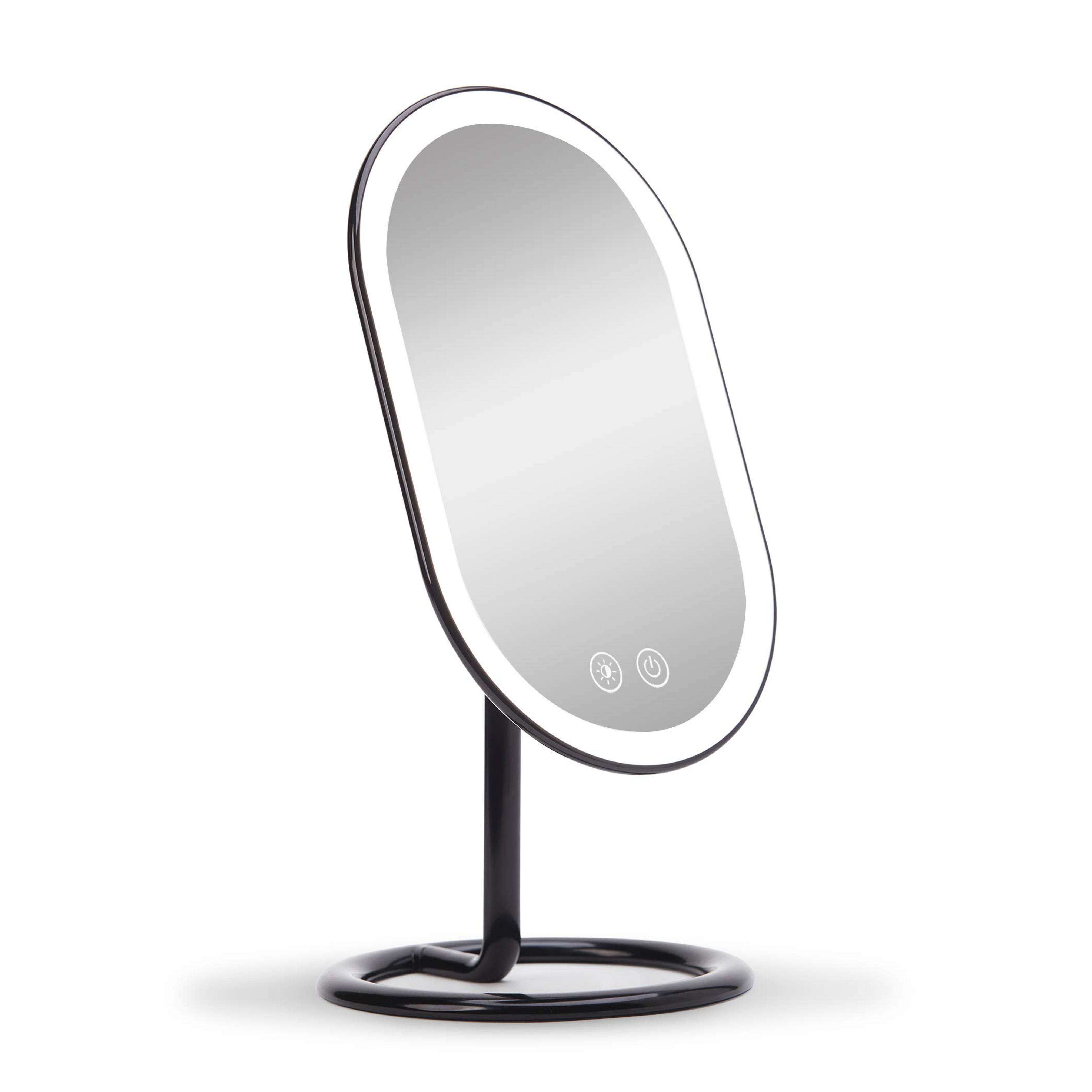 Fancii LED Lighted Vanity Makeup Mirror, Rechargeable - Cordless Illuminated Cosmetic Mirror with 3 Dimmable Light Settings, Dual Magnification - Vera (Obsidian)