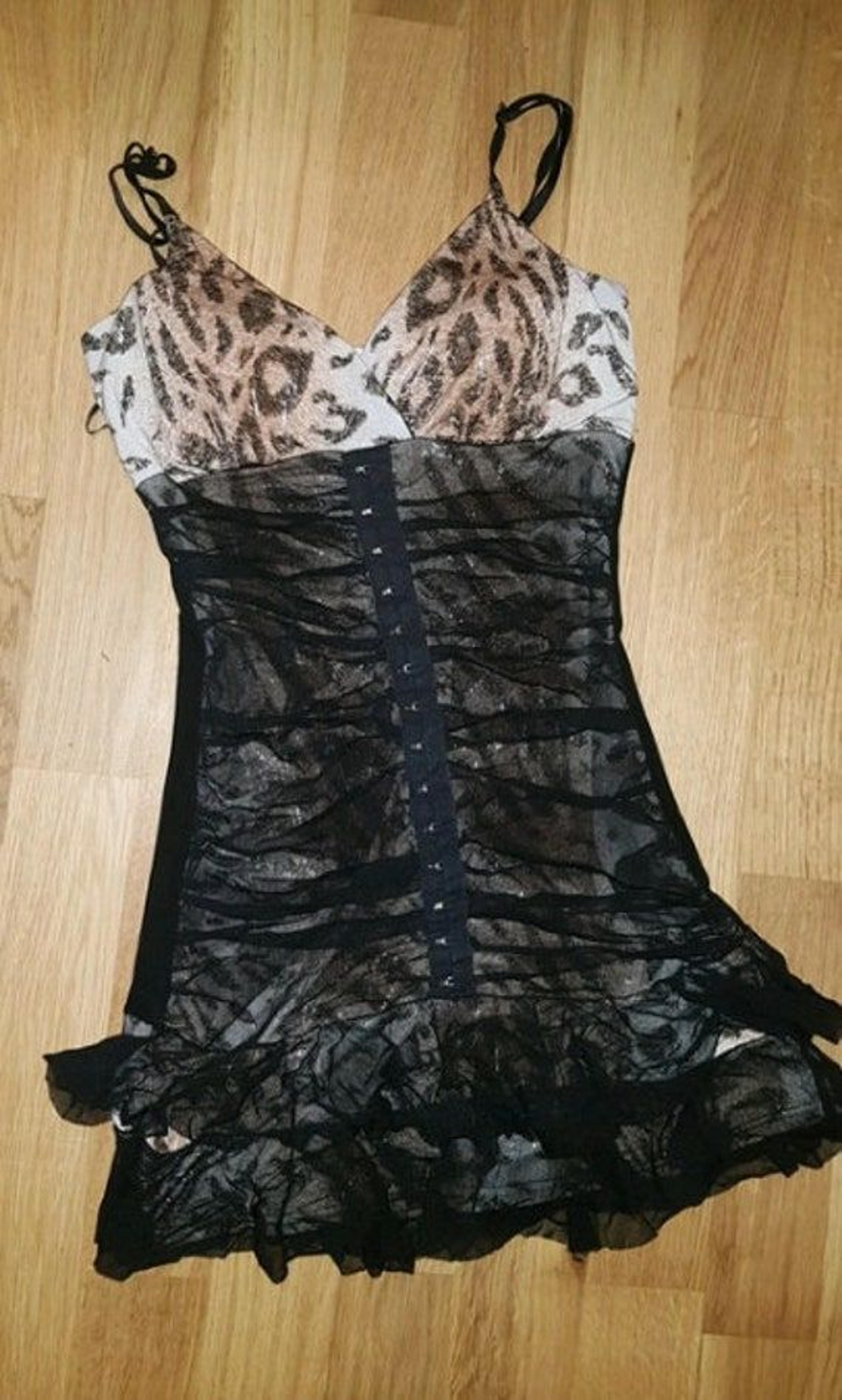 Y2K camisole corset dress mesh corset dress / size S / 90s Y2K stretch mini dress leopard with black mesh bustier corset