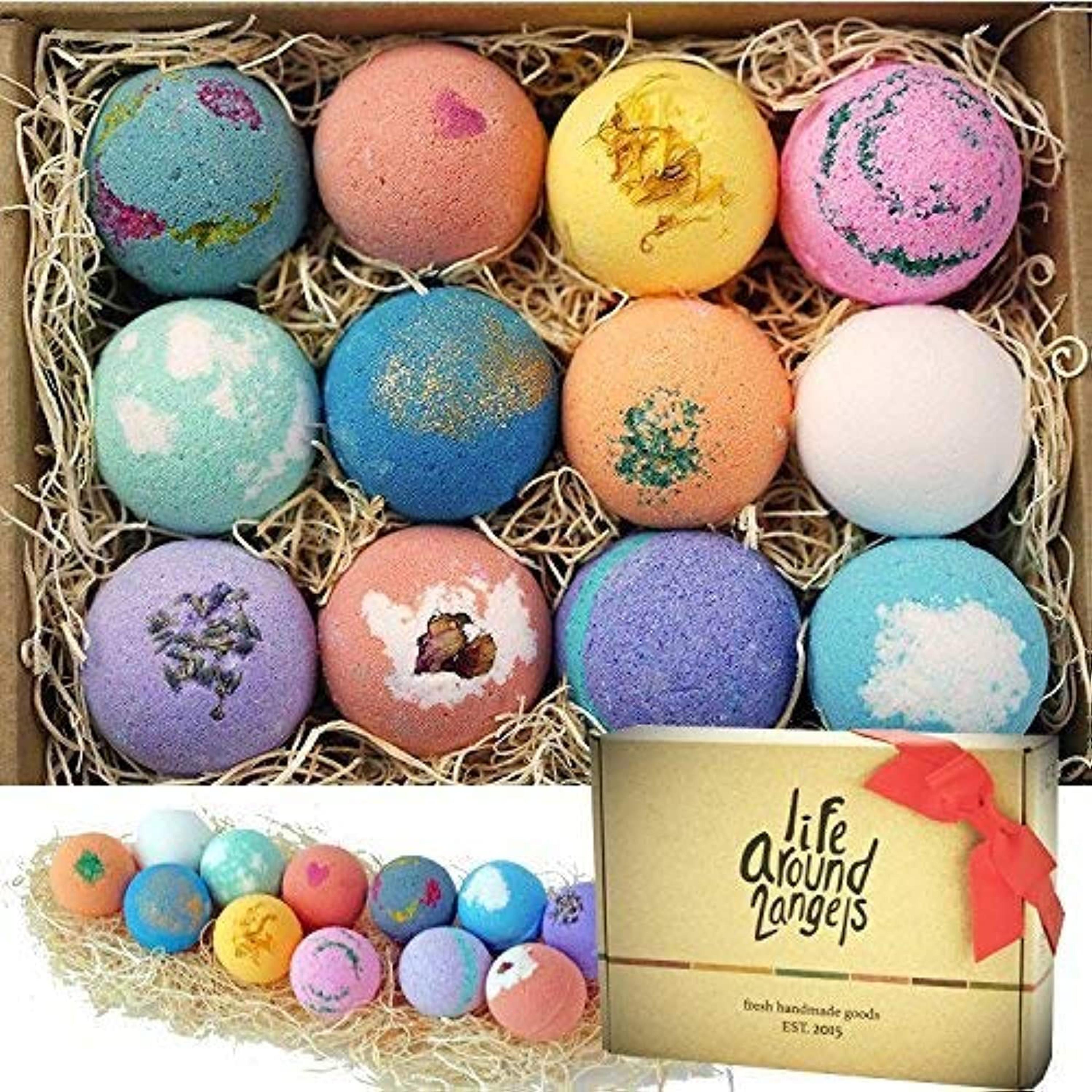 Bath Bombs Gift Set 12 USA made Fizzies, Shea & Coco Butter Dry Skin Moisturize, Perfect for Bubble & Spa Bath. Handmade Birthday Gift idea For Her/Him, wife, girlfriend, men, women