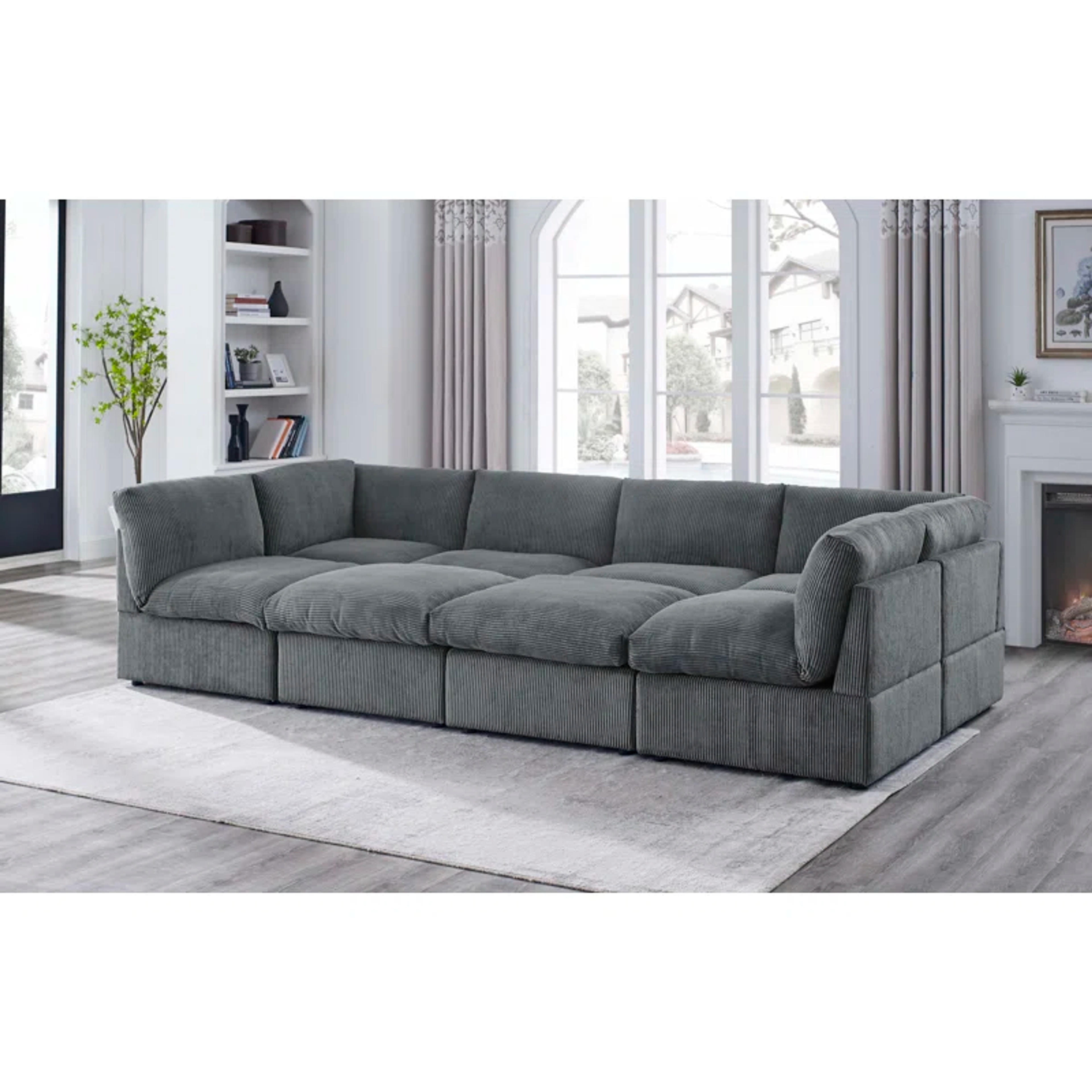 Wade Logan® Arvill 8 - Piece Corduroy Sectional & Reviews | Wayfair