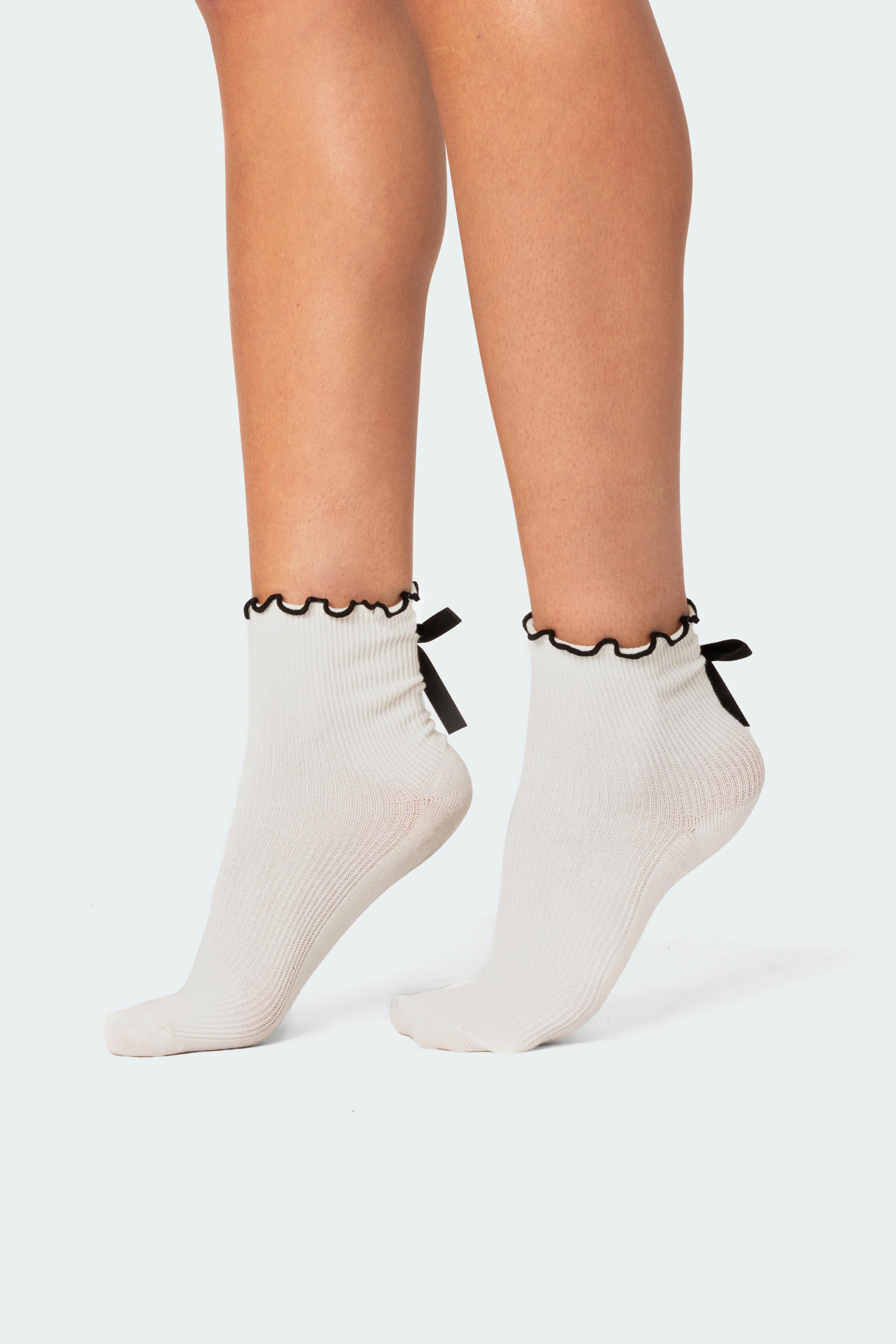Frill & Bow Socks - CREAM / OS