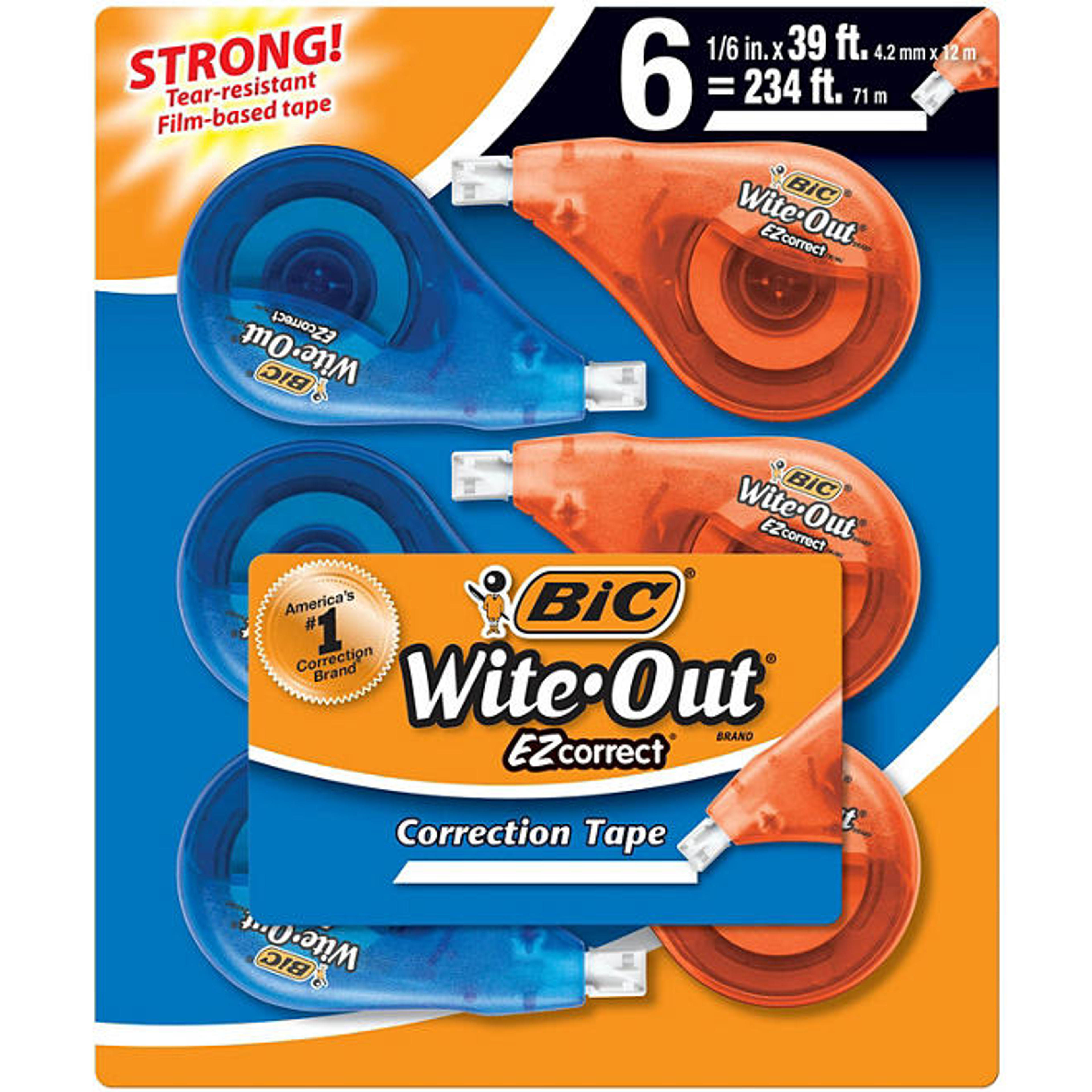 BIC Wite-Out Brand EZ Correct Correction Tape, White, 6 Count (Colors may vary) - Sam's Club