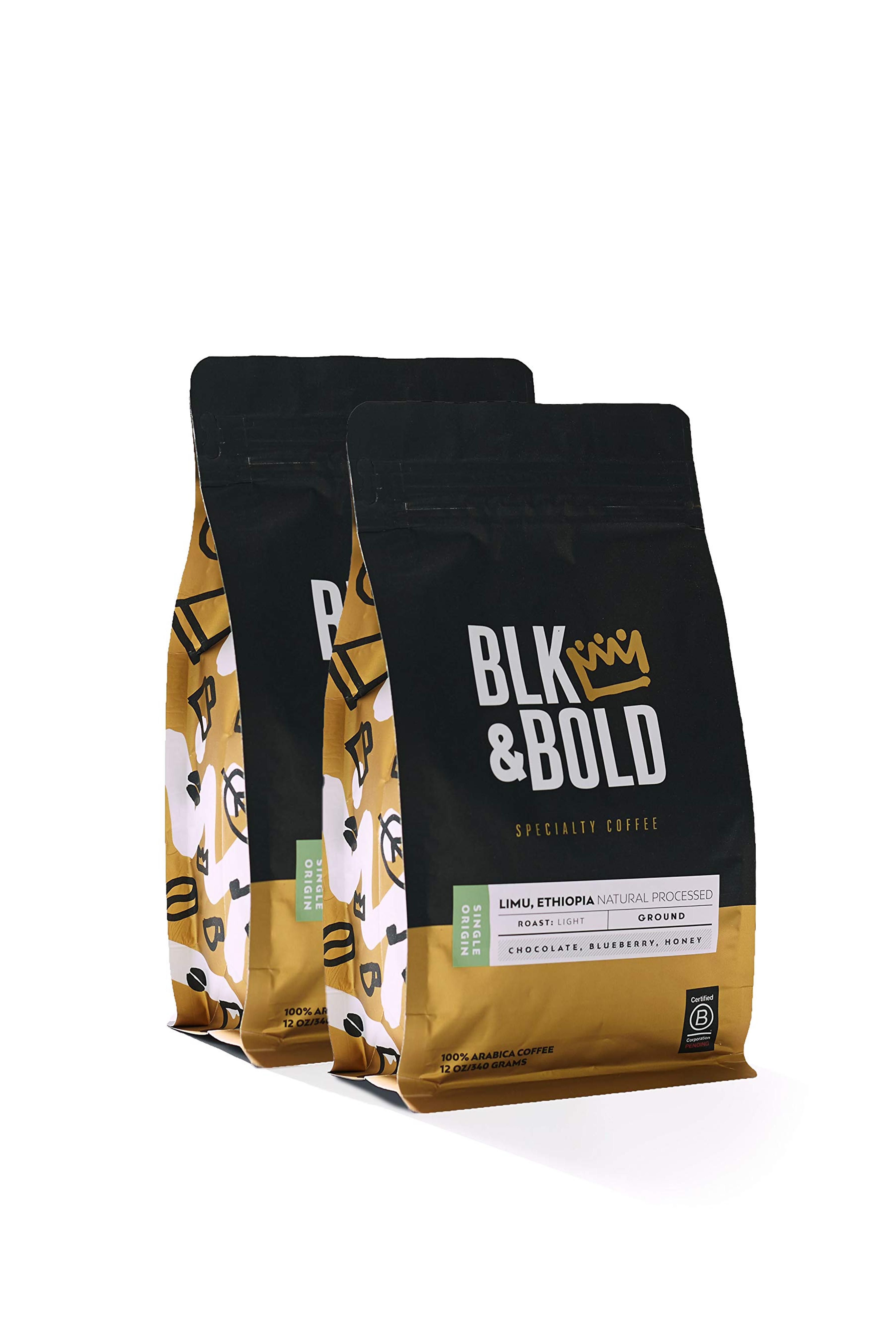 Amazon.com : BLK & Bold | Limu Ethiopia Single Origin | Fair Trade Certified | Light Roast | Ground Coffee | 2 pack of 12 oz. bags : Everything Else