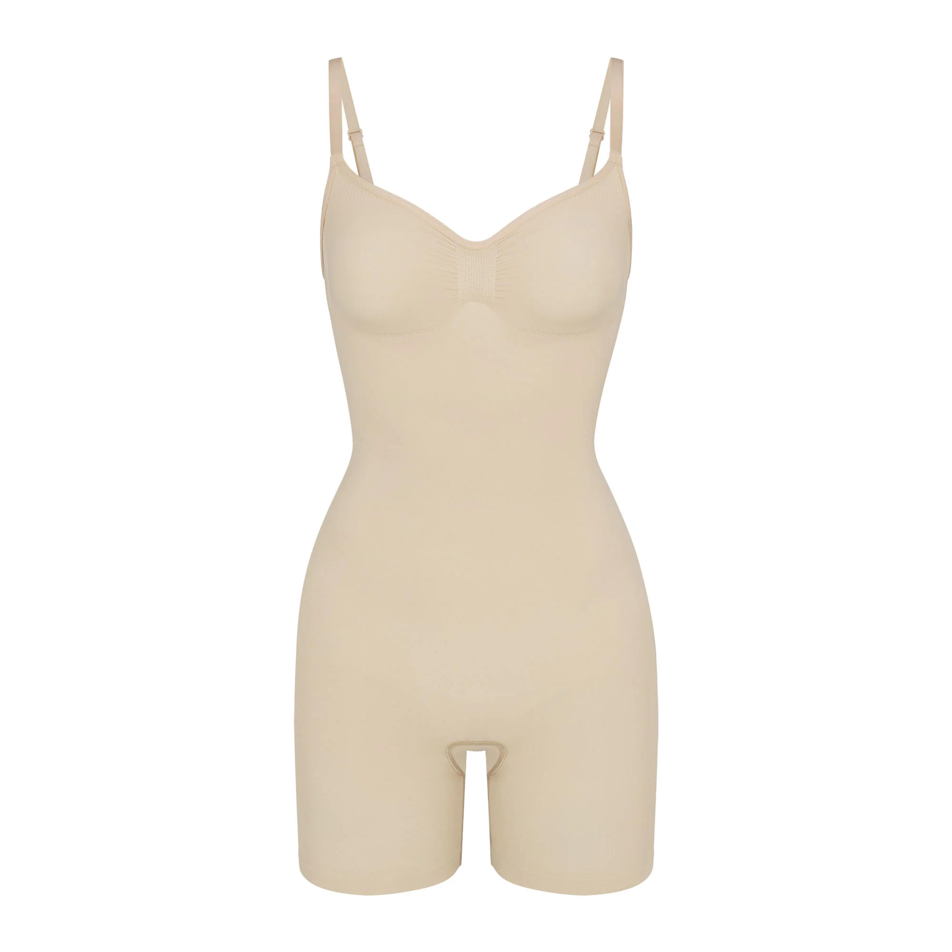 SEAMLESS SCULPT MID THIGH BODYSUIT | SAND