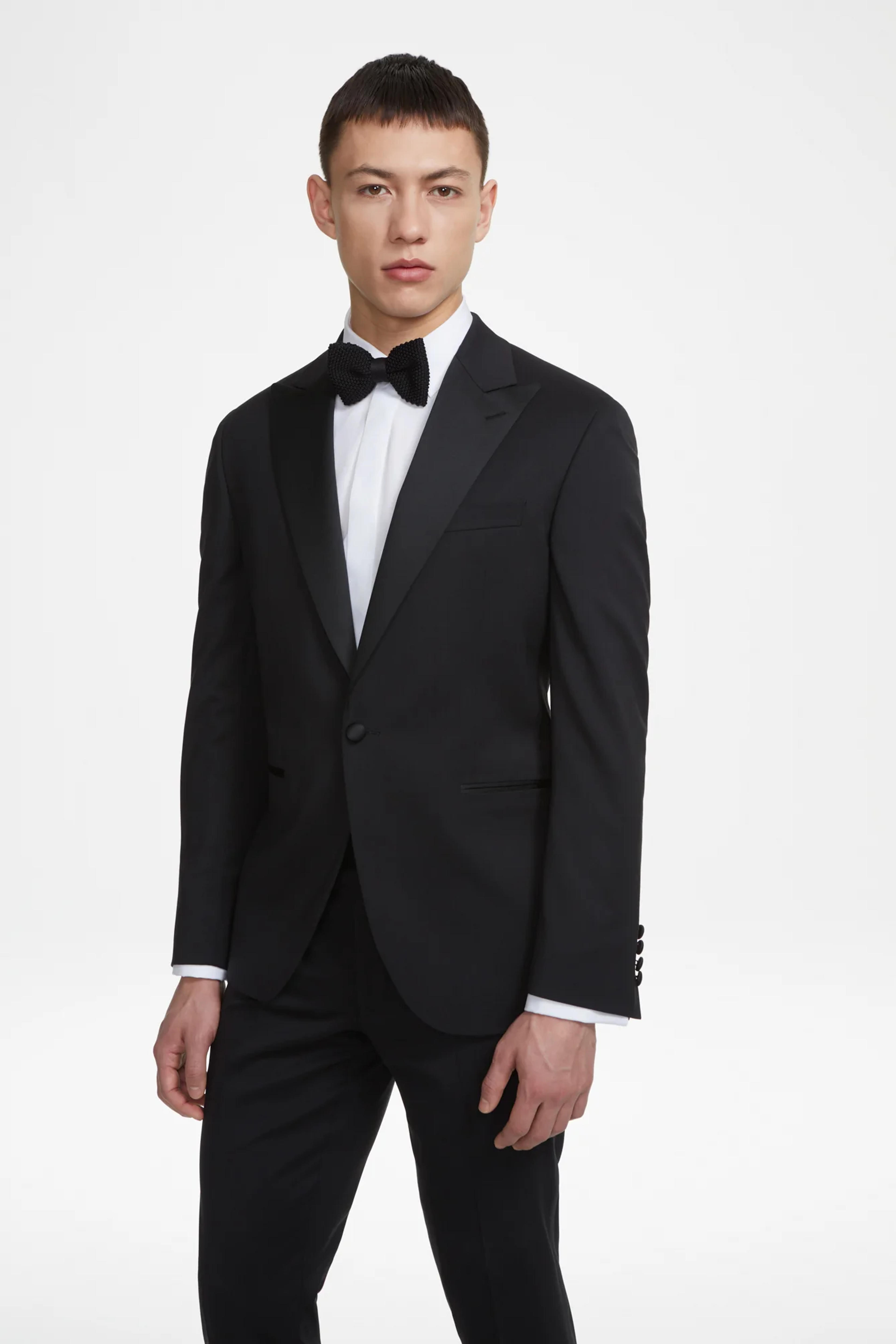 Jack Victor Men's Black Elwood Wool Peak Lapel Tuxedo Jacket