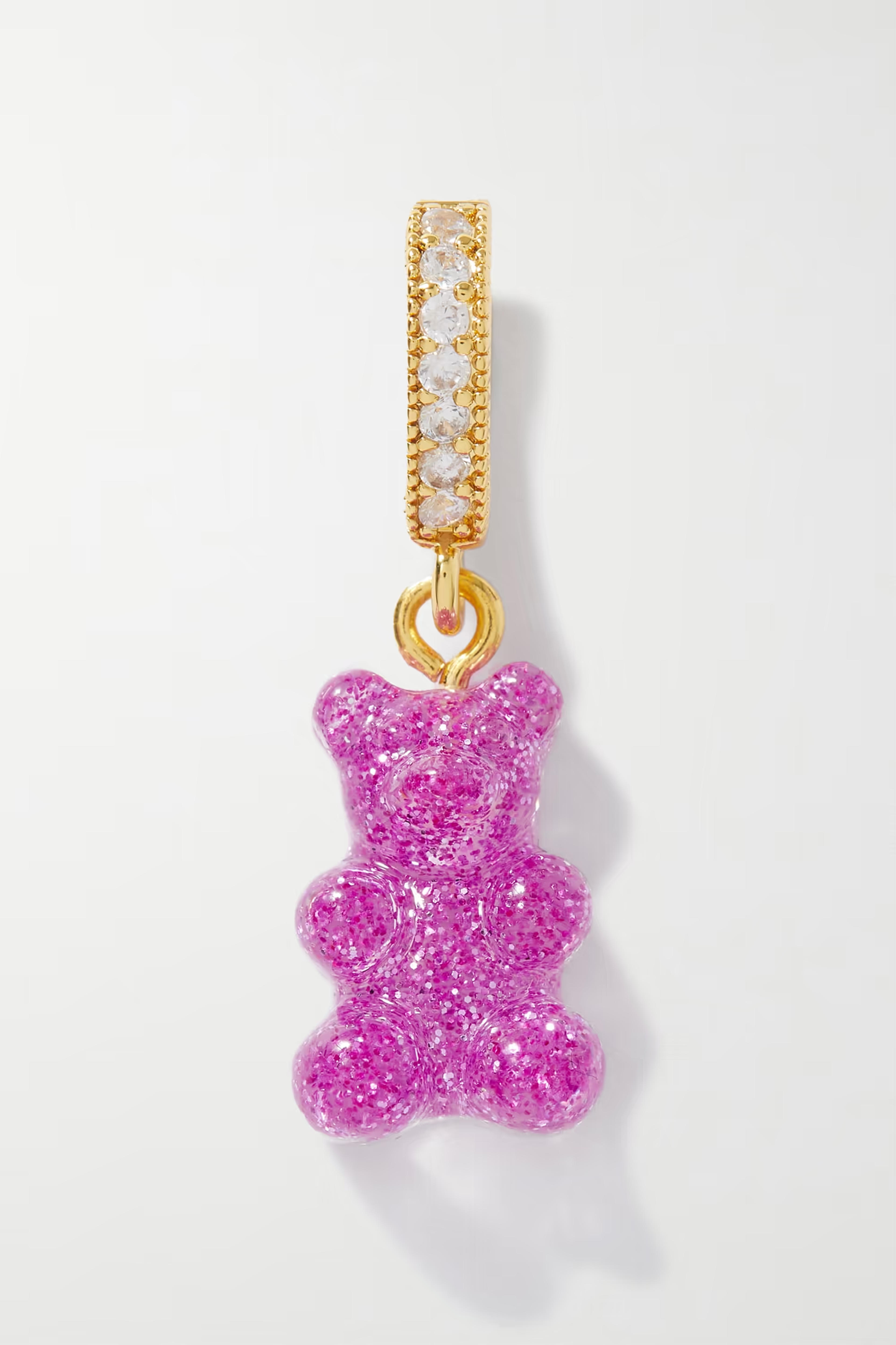 Magenta Nostalgia Bear gold-plated, resin and cubic zirconia pendant | CRYSTAL HAZE JEWELRY | NET-A-PORTER