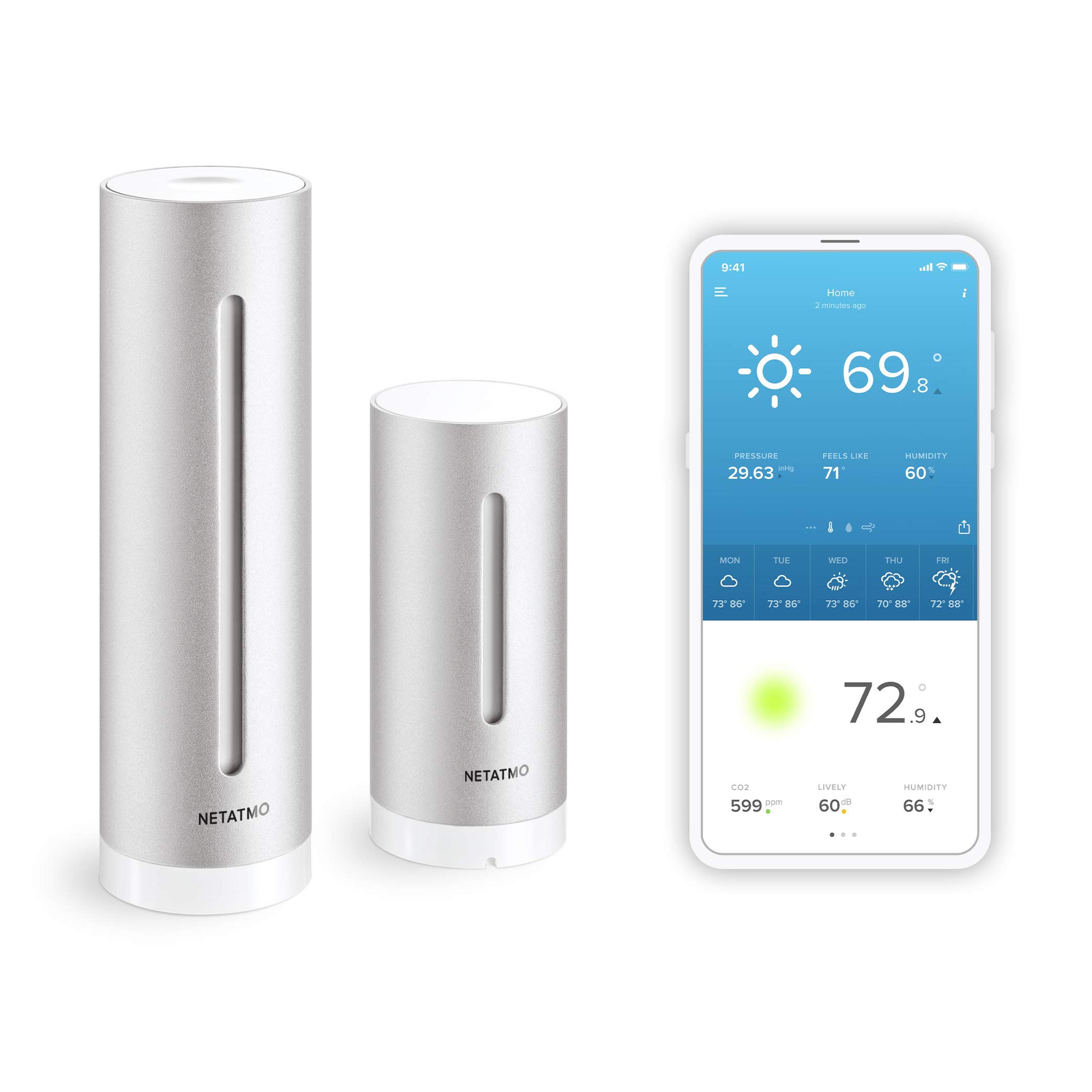 Netatmo Weather Station Indoor Outdoor with Wireless Outdoor Sensor - Compatible with Amazon Alexa & Apple HomeKit