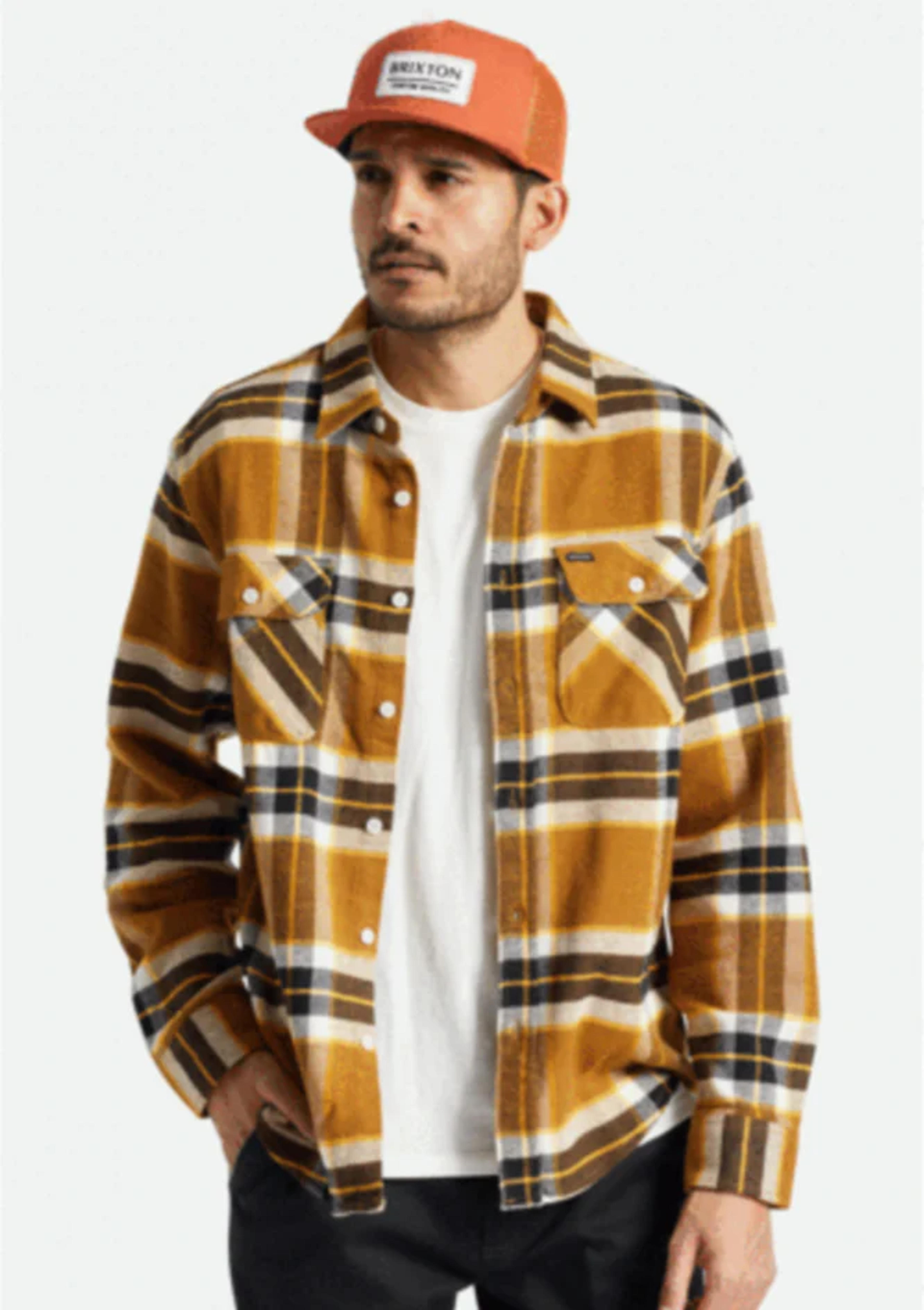 Brixton Mens Bowery Flannel Shirt Medal Bronze | Shop ATAMIRA online – Atamira