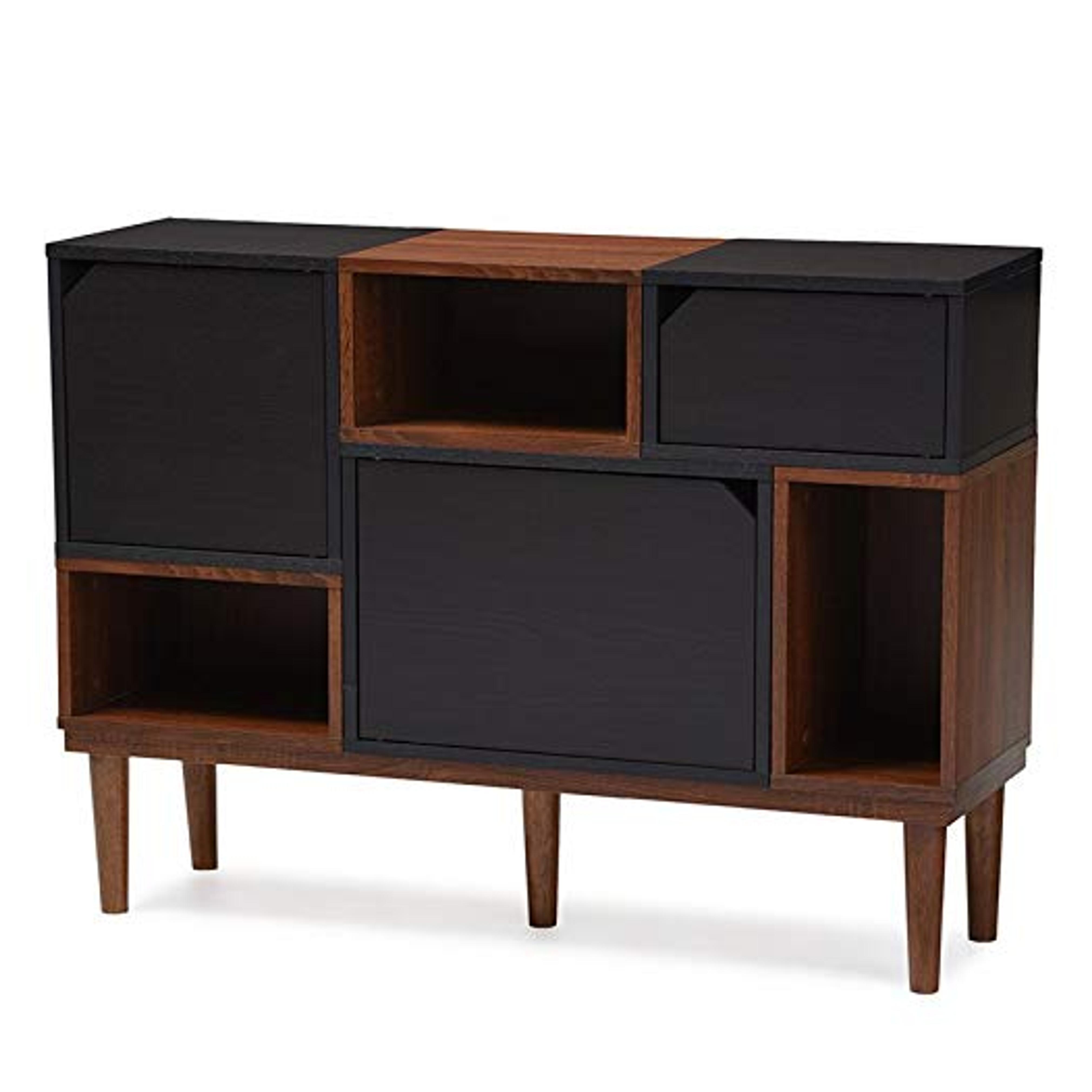 Baxton Furniture Studios Anderson Mid-Century Retro Modern Oak and Wood Sideboard Storage, Espresso
