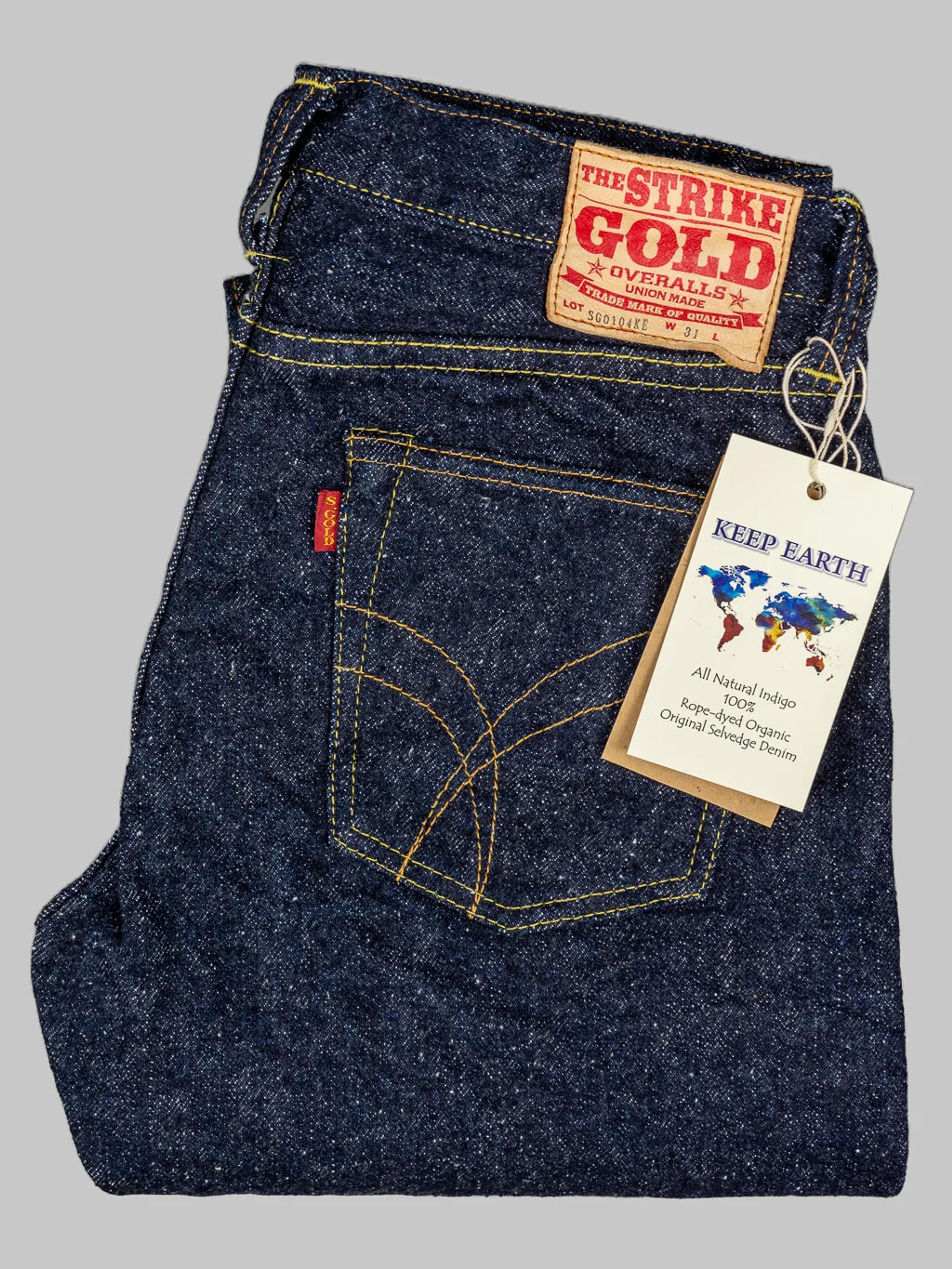 The Strike Gold 0104KE "Keep Earth" Natural Indigo Straight Tapered Je