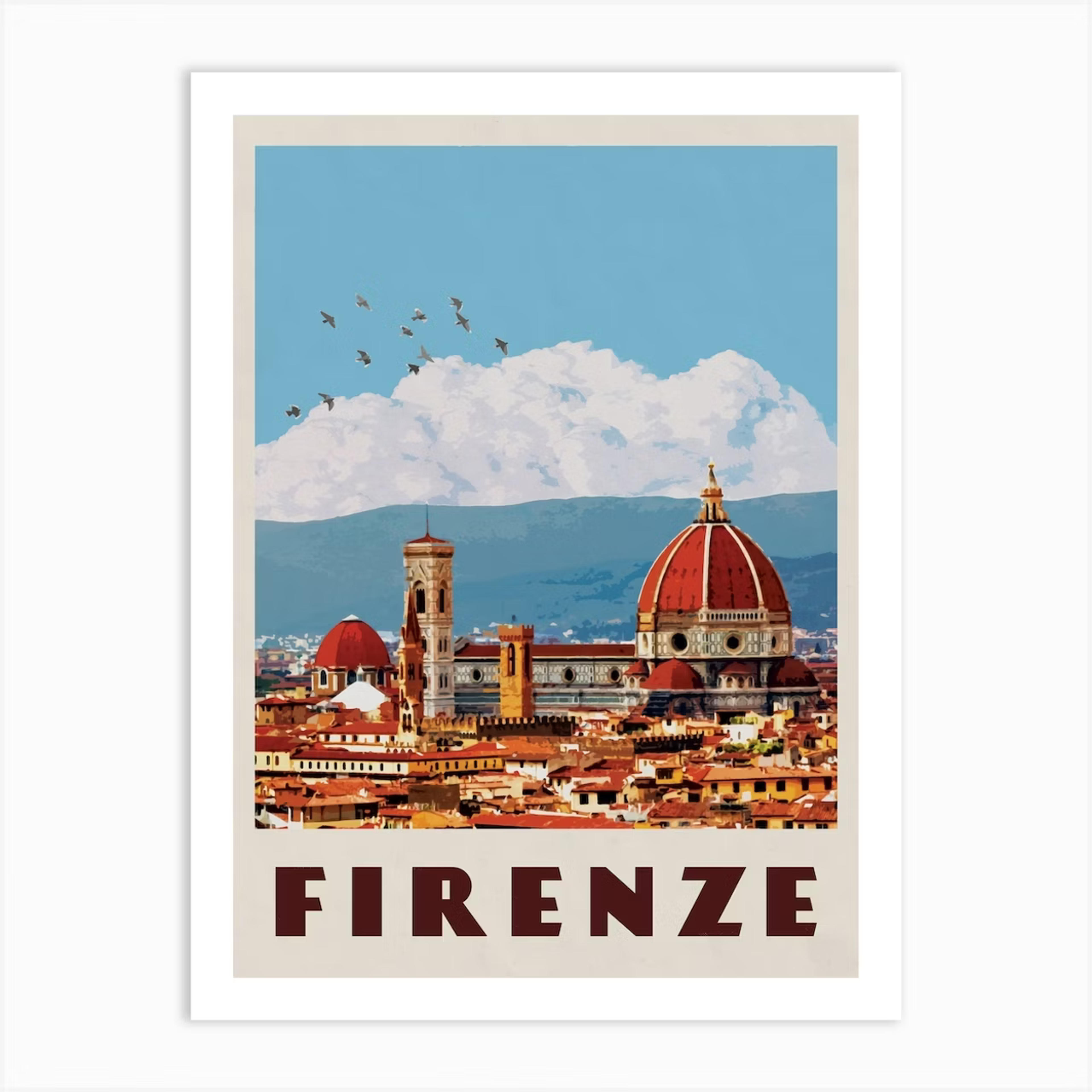 Florence Italy Travel Poster Art Print by Vintaprints - Fy