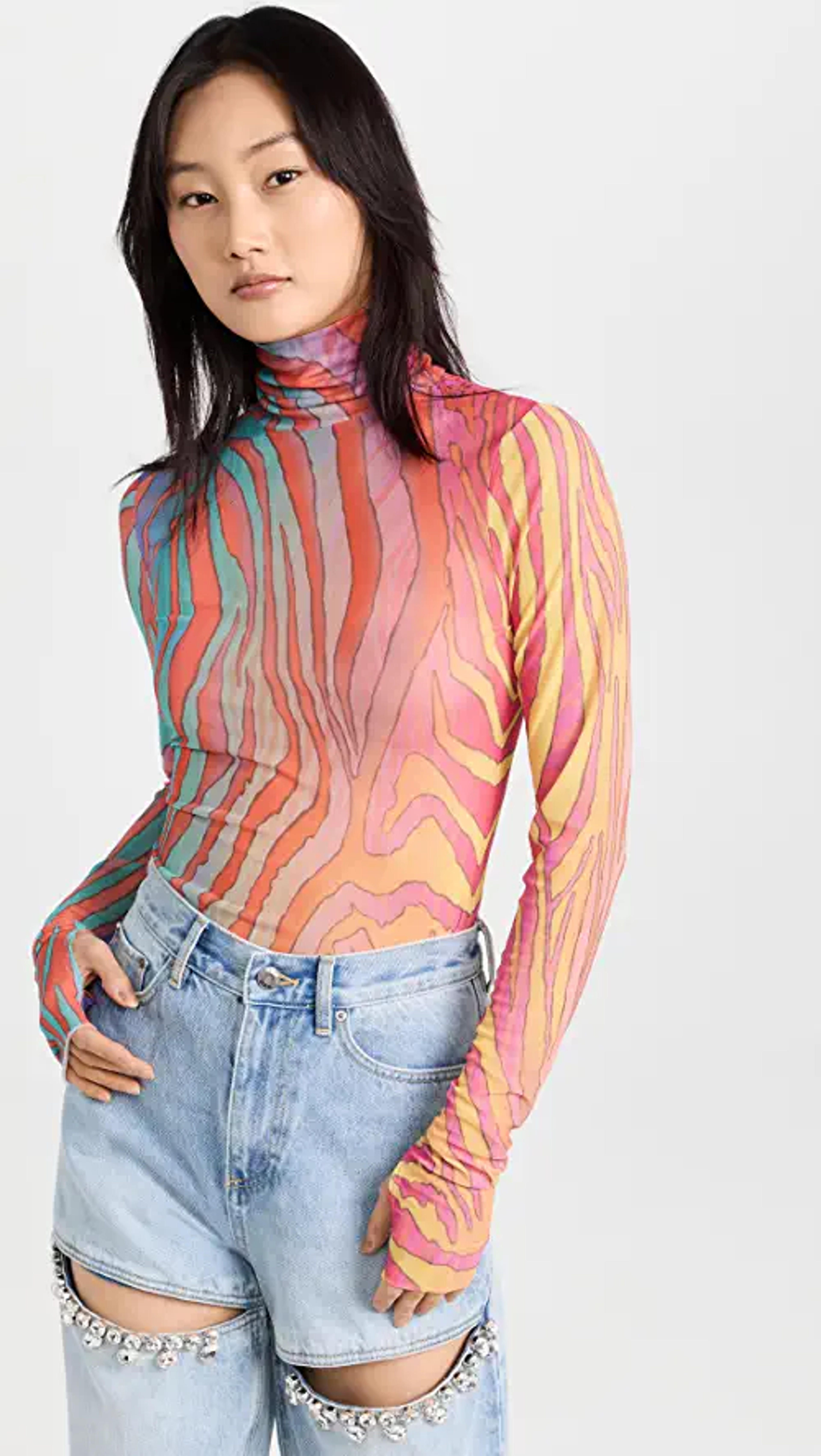 AFRM Zadie Turtleneck Long Sleeve Mesh Top | SHOPBOP