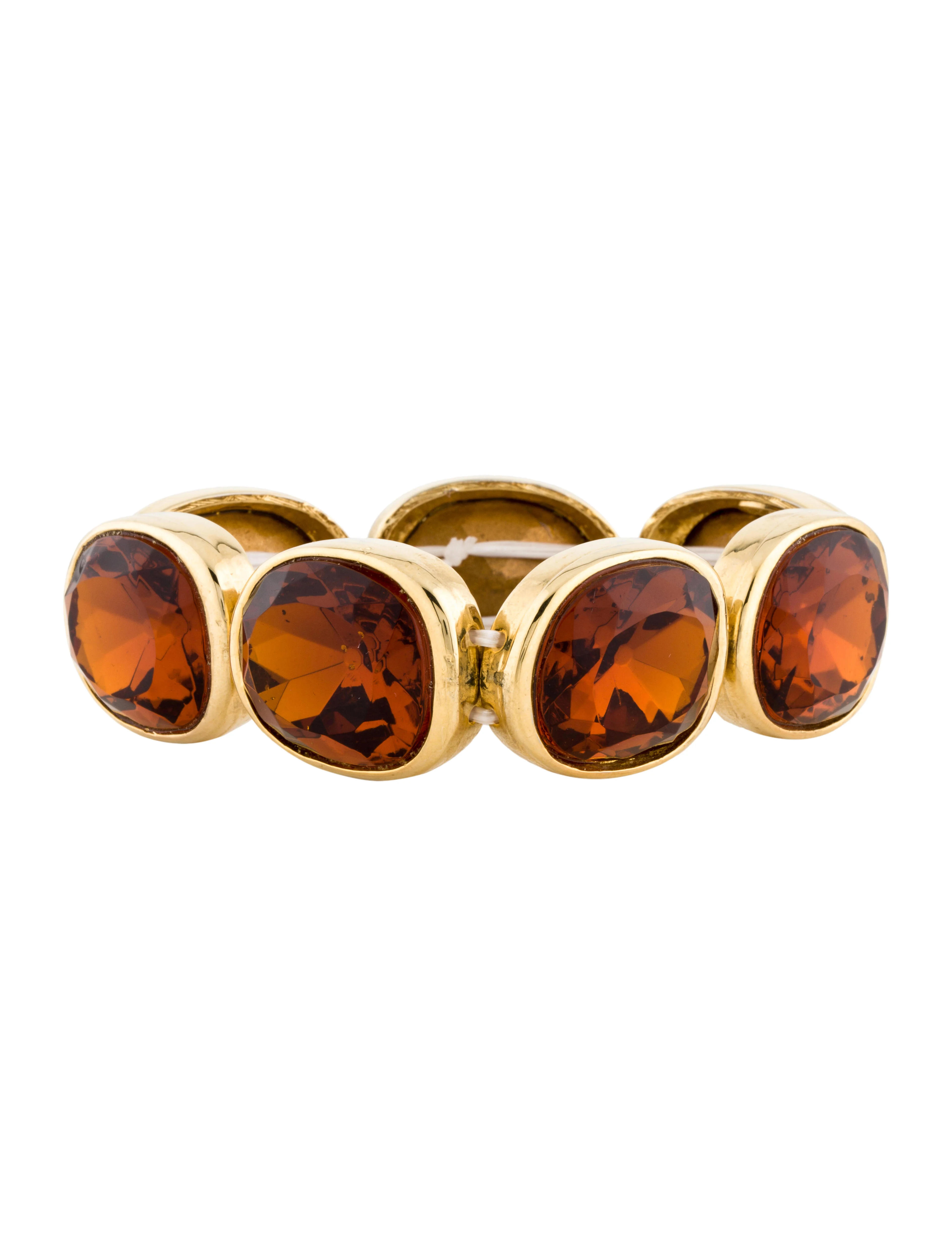 Kenneth Jay Lane Crystal Link Bracelet - Orange, Gold-Tone Metal Link, Bracelets - WKE32573 | The RealReal