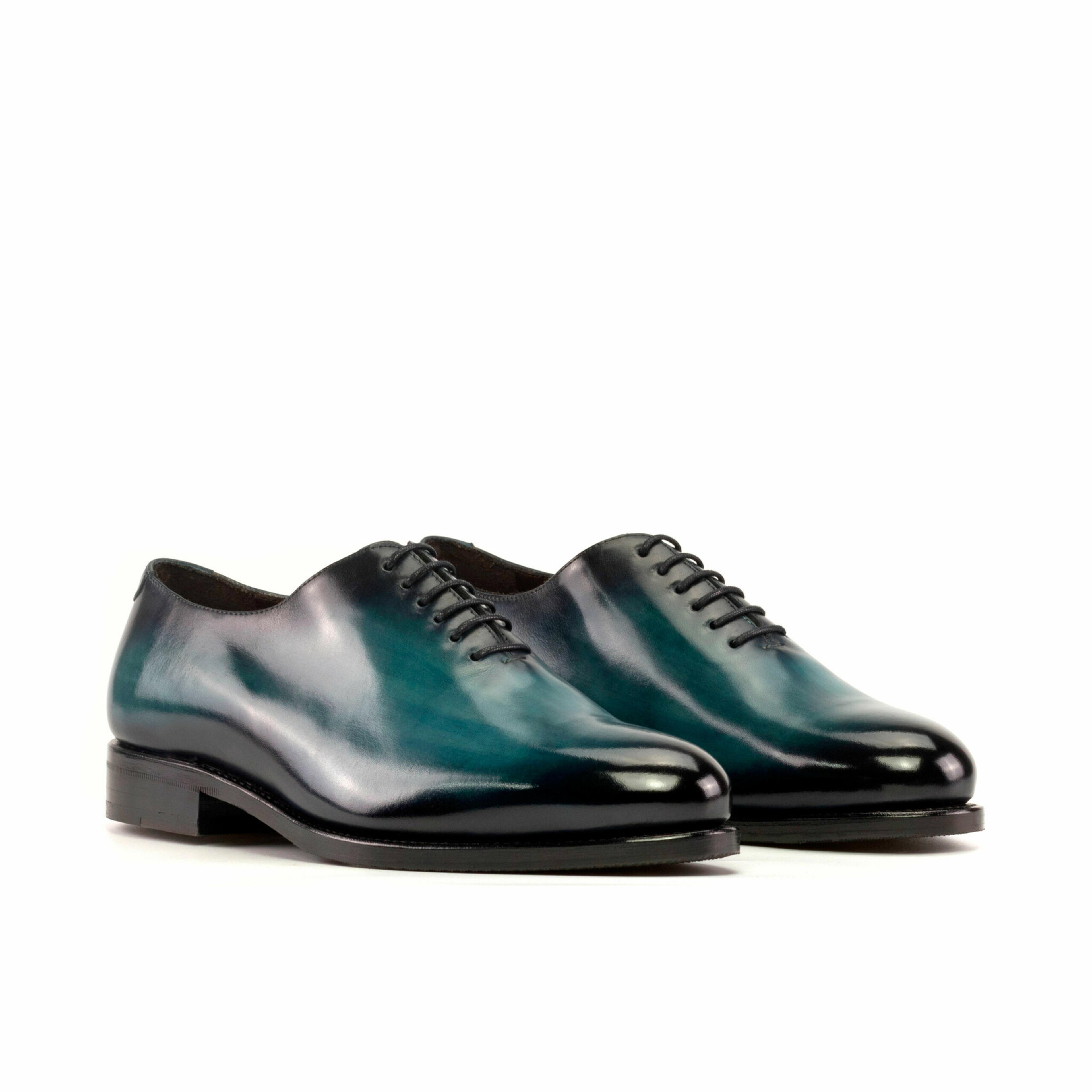 Men's Turquoise Leather Wholecut Shoes - FLANN by Civardi