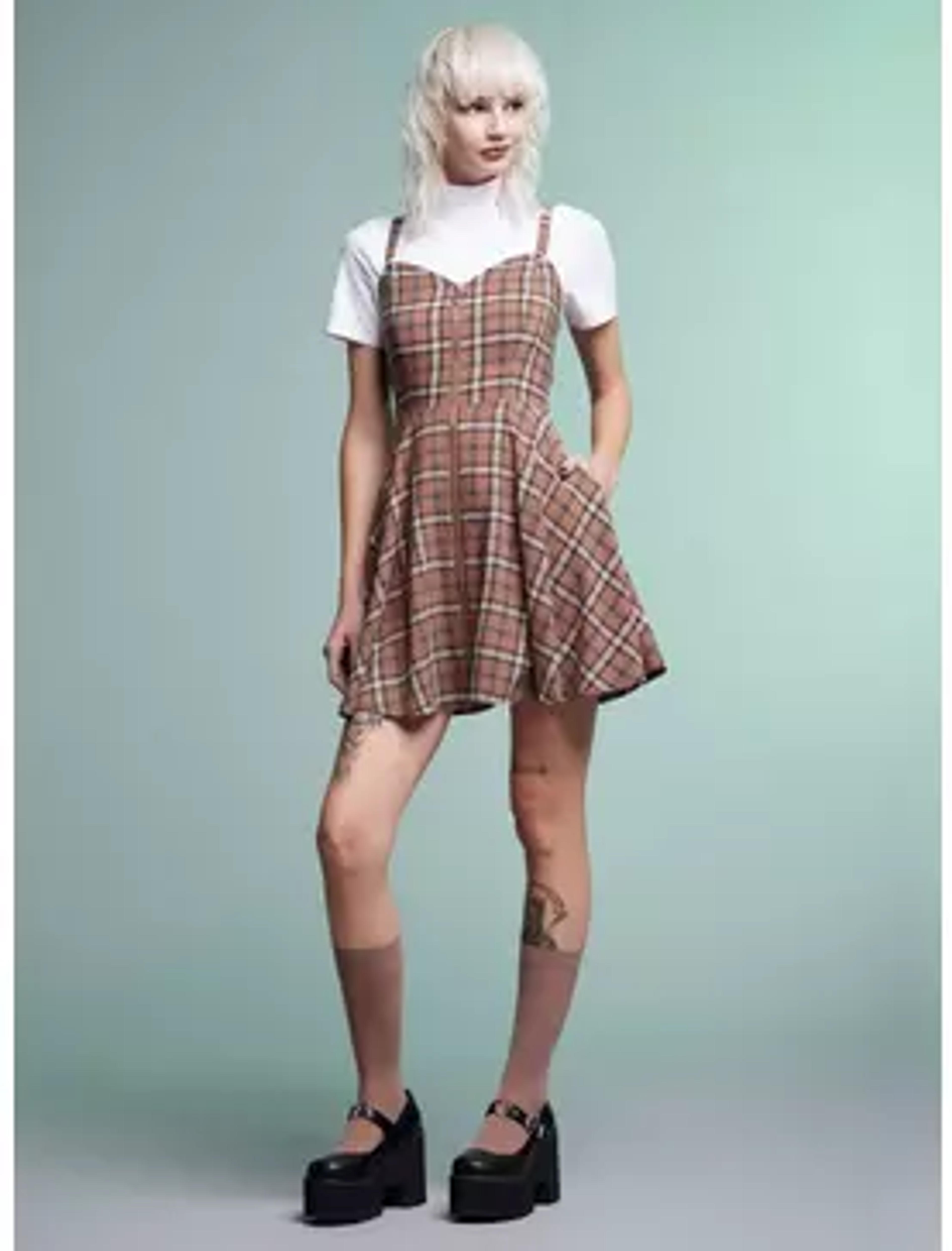 Brown Plaid Twofer Dress | Hot Topic