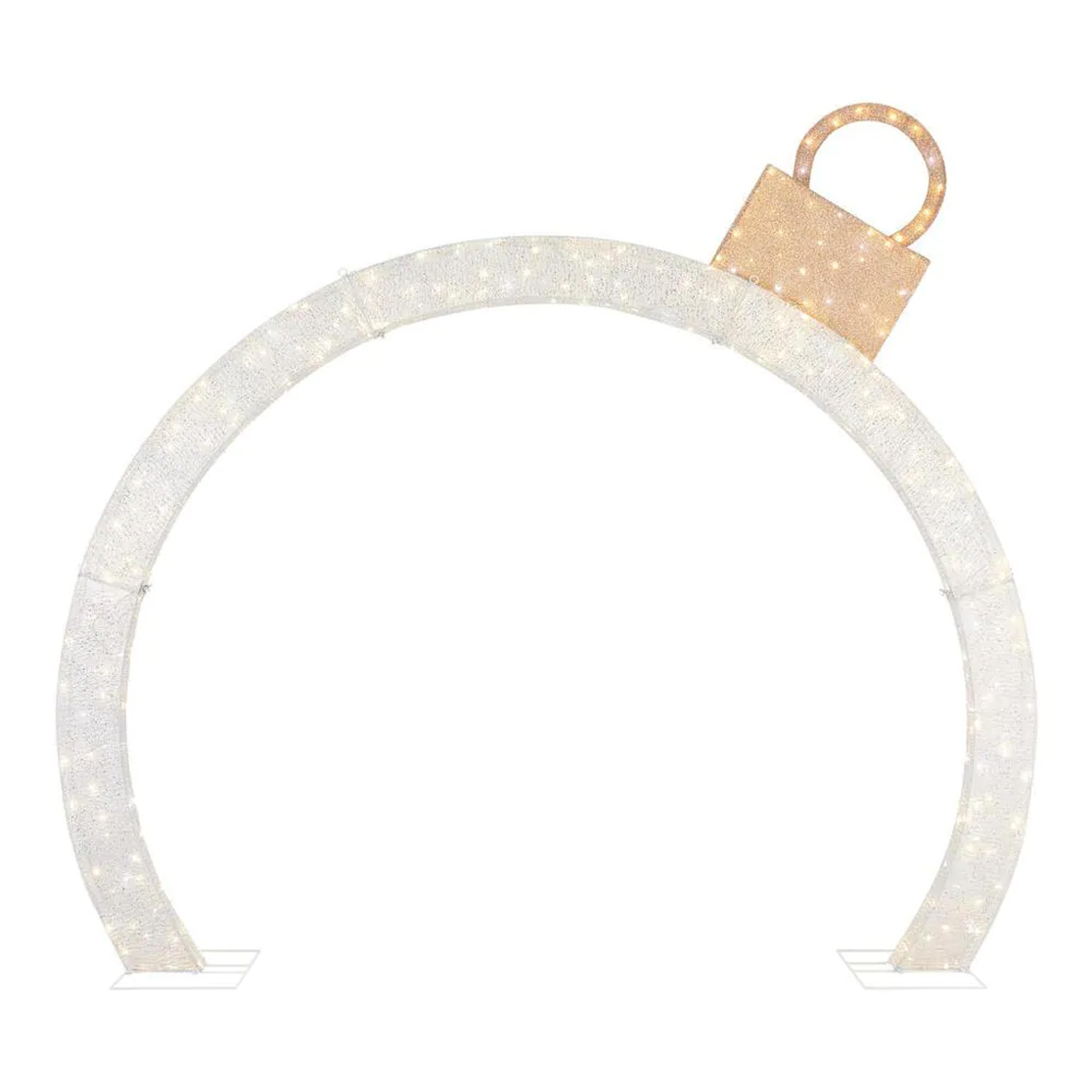 Home Accents Holiday 9ft Warm White-Cool White Glimmer Ornament Arch Holiday Yard Decoration 22GM13688 - The Home Depot