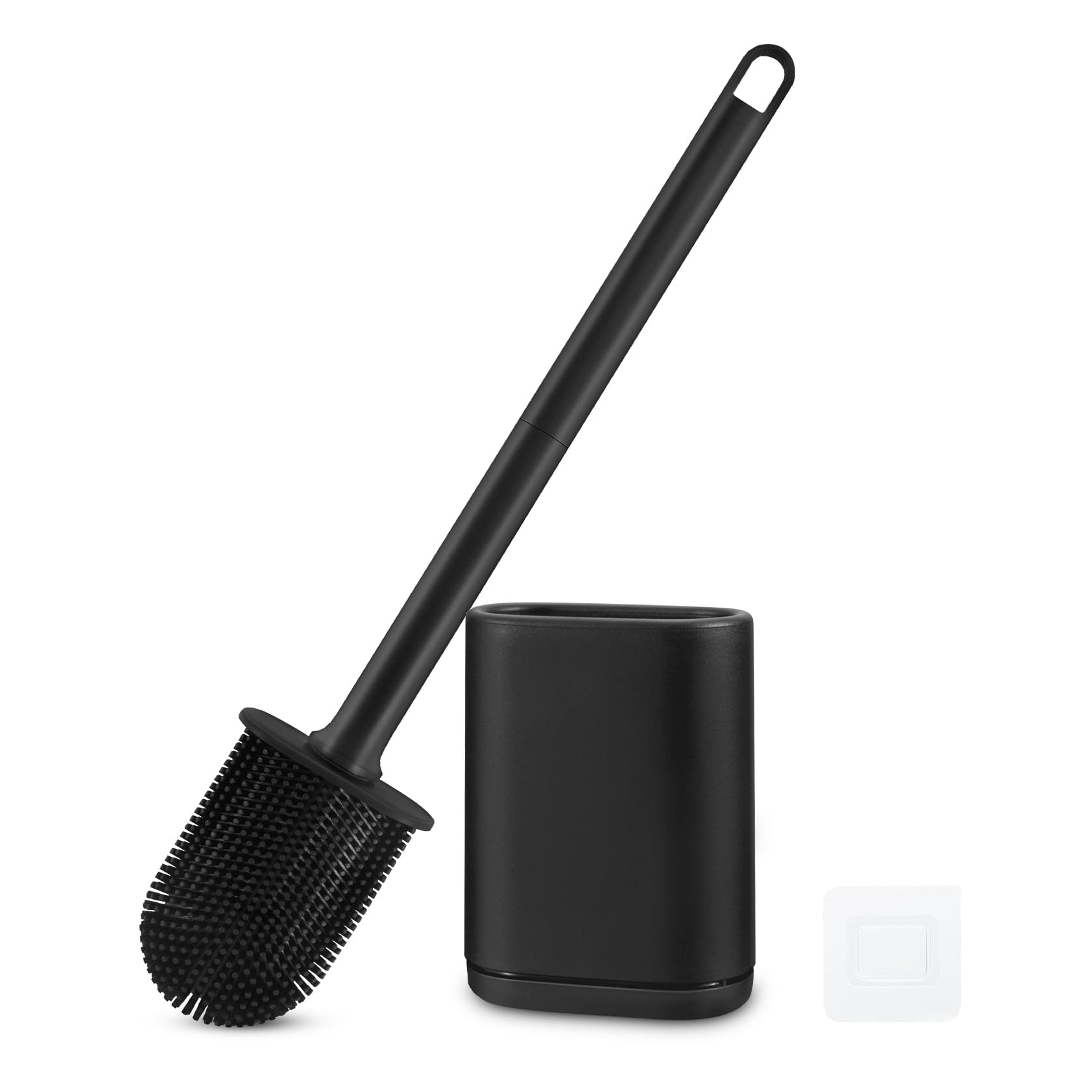 Toilet Brush and Holder Set for Bathroom, Bendable Efficient Cleaning Wall Mounted Toilet Bowl Brush with Long Handle Brush Head and Silicone Bristles, No Rusty Handles Problem Toilet Brush (Black)